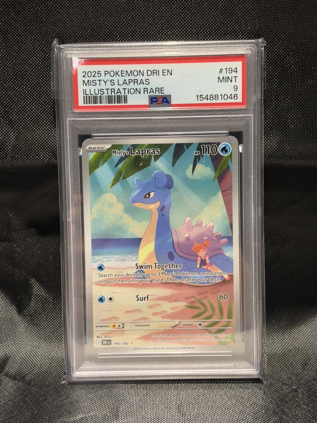 Pokémon TCG Illustration Rare Misty\'s Lapras 194/182 Destined Rivals PSA 9