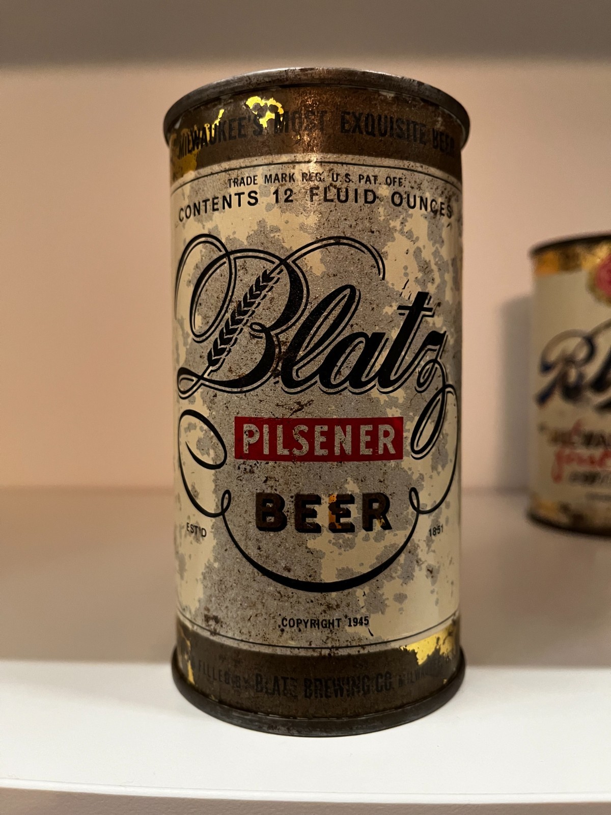 VINTAIGE BLATZ PILSNER 1945 IRTP FLAT TOP CAN