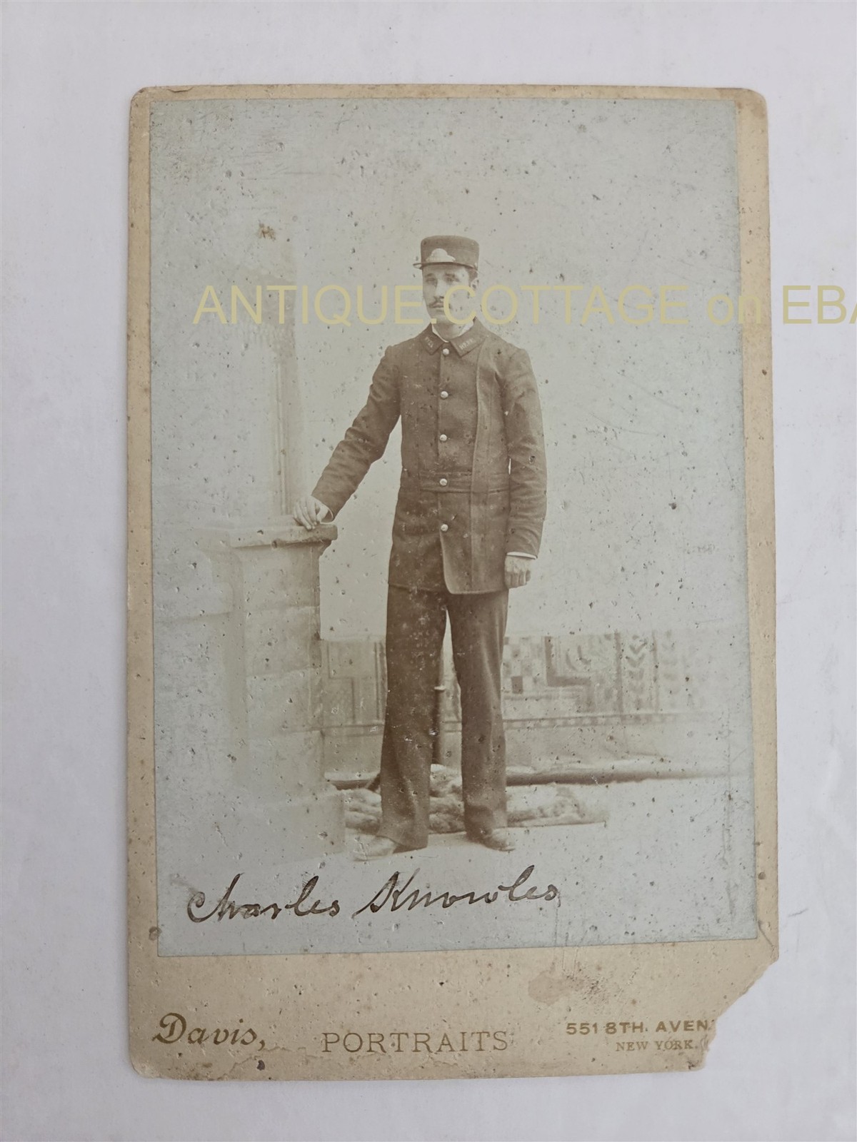 1893 antique RAILROAD UNIFORM? PHOTO new york ny CHARLES E KNOWLES identified