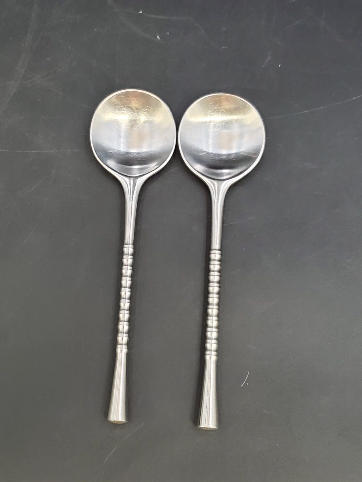 2 Vintage DANSK JETTE Stainless Finland IHQ Teaspoons Mid Century MCM