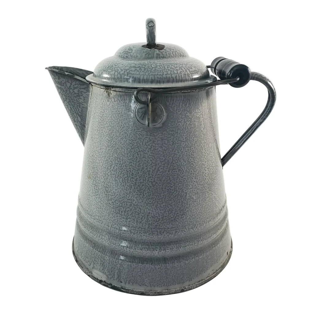 Antique Gray Graniteware Enamelware Chuckwagon Cowboy Coffee Pot 1 Gallon