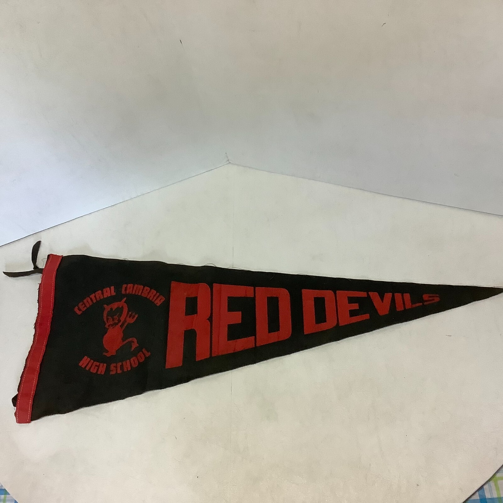 RARE Vintage 1950s? Central Cambria High School Red Devils Felt Pennant 29\
