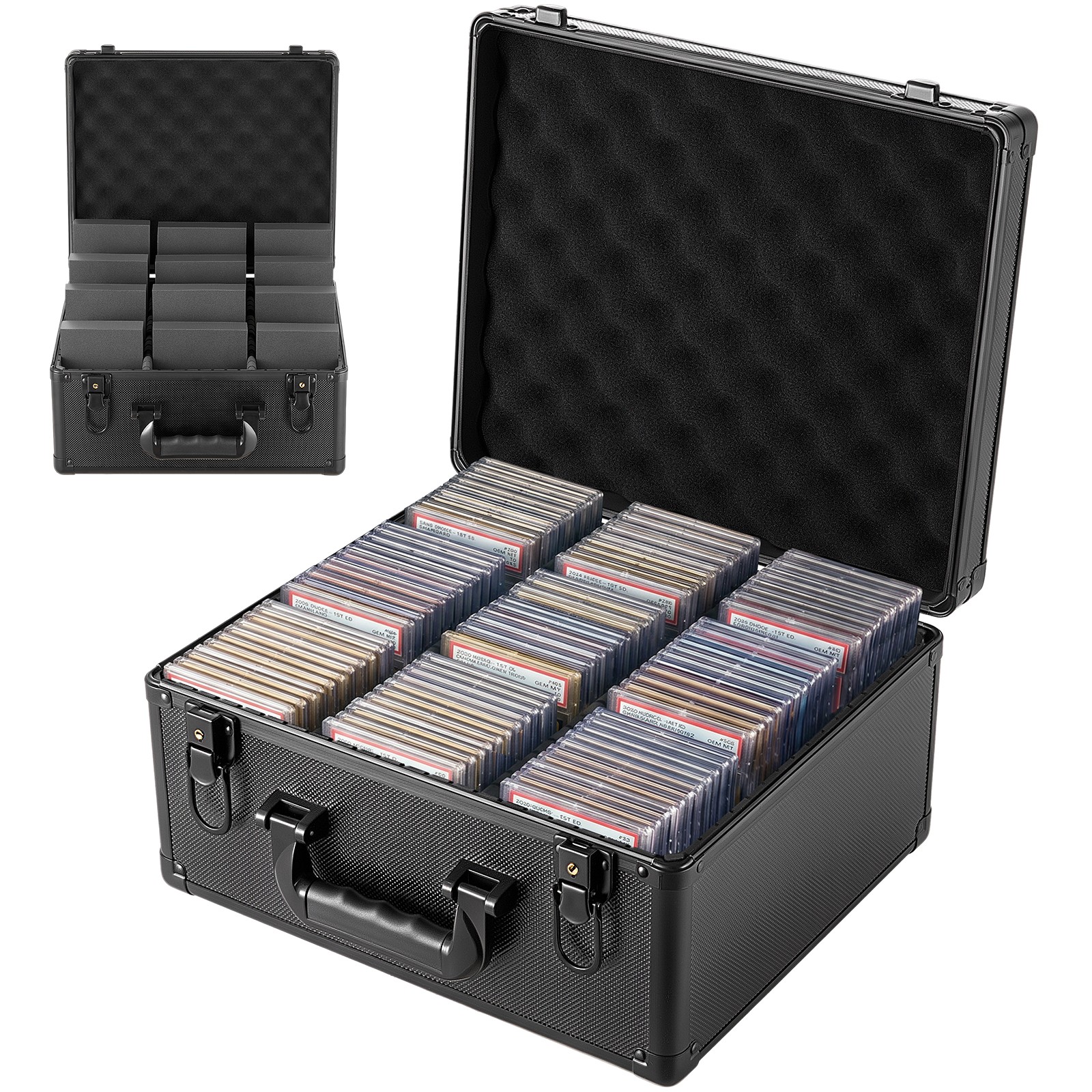VEVOR Graded Card Case 3 Row 180 PSA Slab Storage Box with Lock Key 12 Dividers