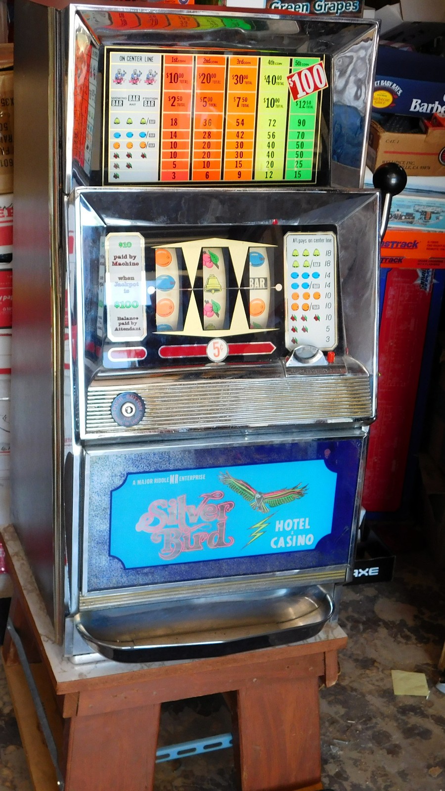 Vintage 1970s Las Vegas slot machine Silver Bird Casino w/xtra parts,books,NonOp