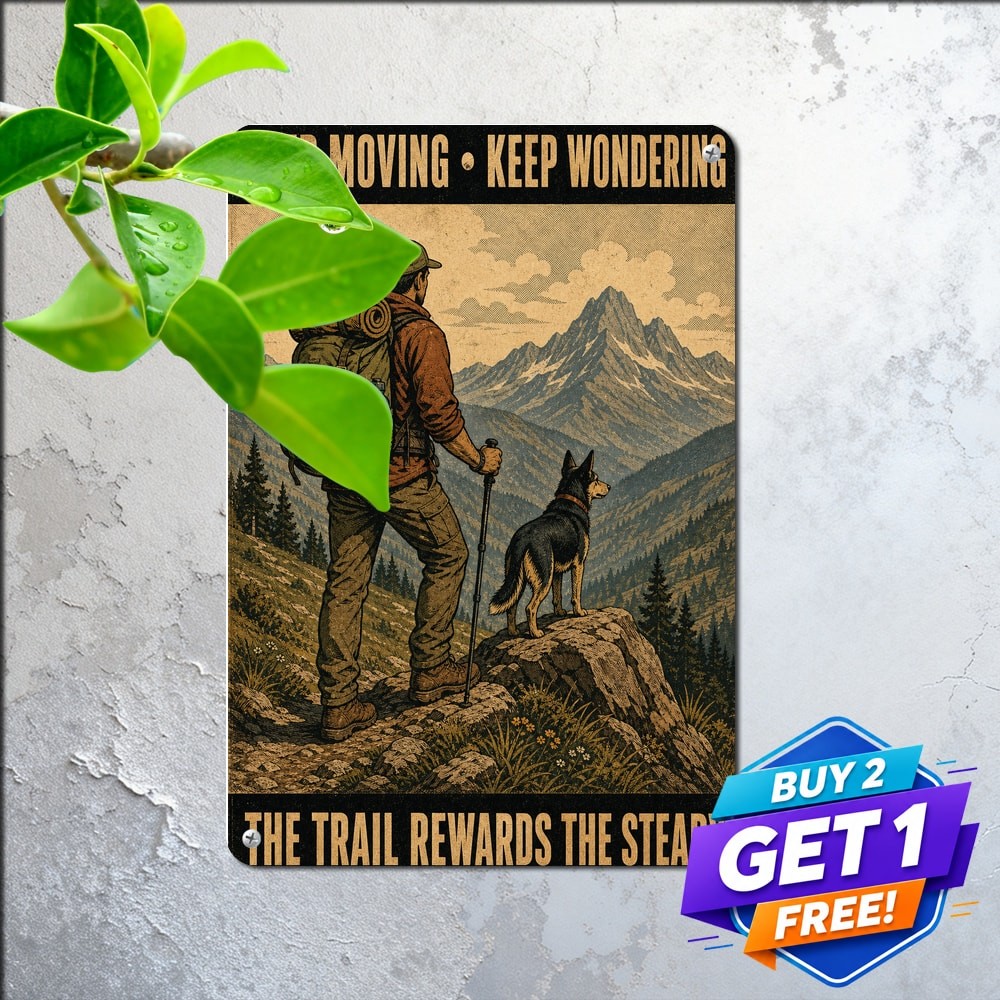 Backpacking Hiking Enthusiasts Tin Sign Vintage Outdoor Adventure Decor 8x12