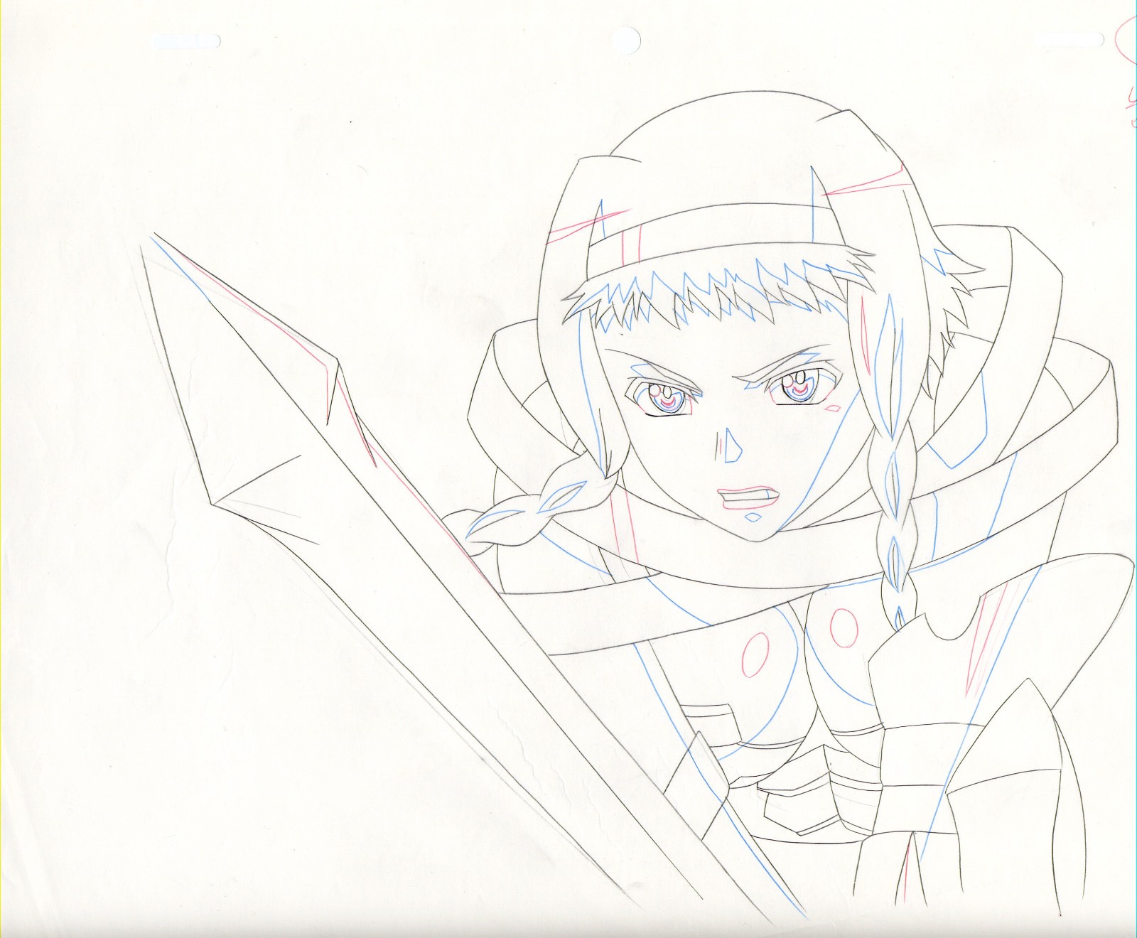Queen\'s Blade - Leina animation sketch drawing - 2009 - anime douga cel