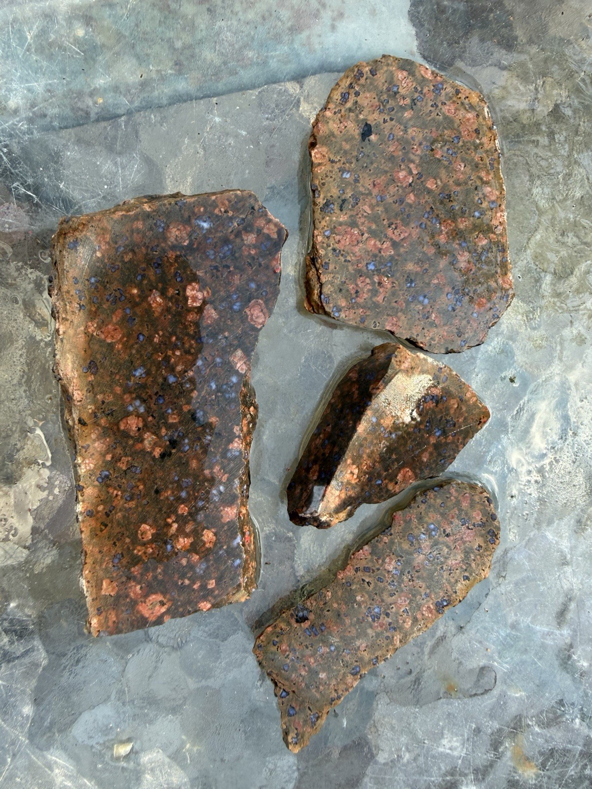 QUALITY TX LLANITE* 4 Thick Slabs W/Lots Of Blue Quartz Inclusions Total=1.3 Lbs QUALITY TX LLANITE* 4 Thick Slabs W/Lots Of Blue Quartz Inclusions Total=1.3 Lbs