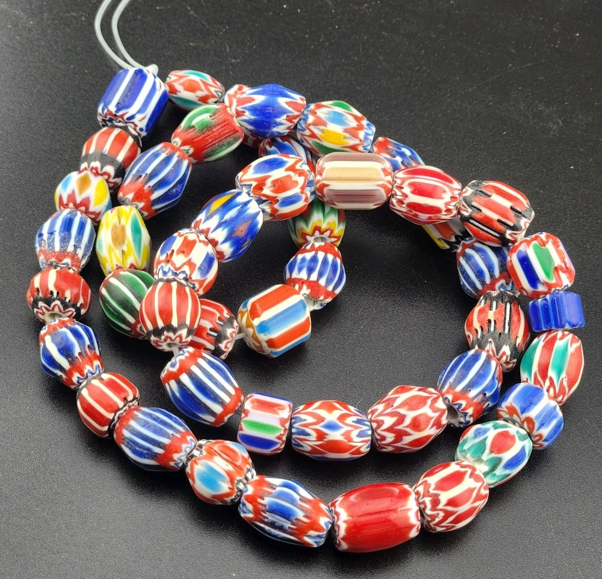 Vintage Venetian Chevron Beads 11mm