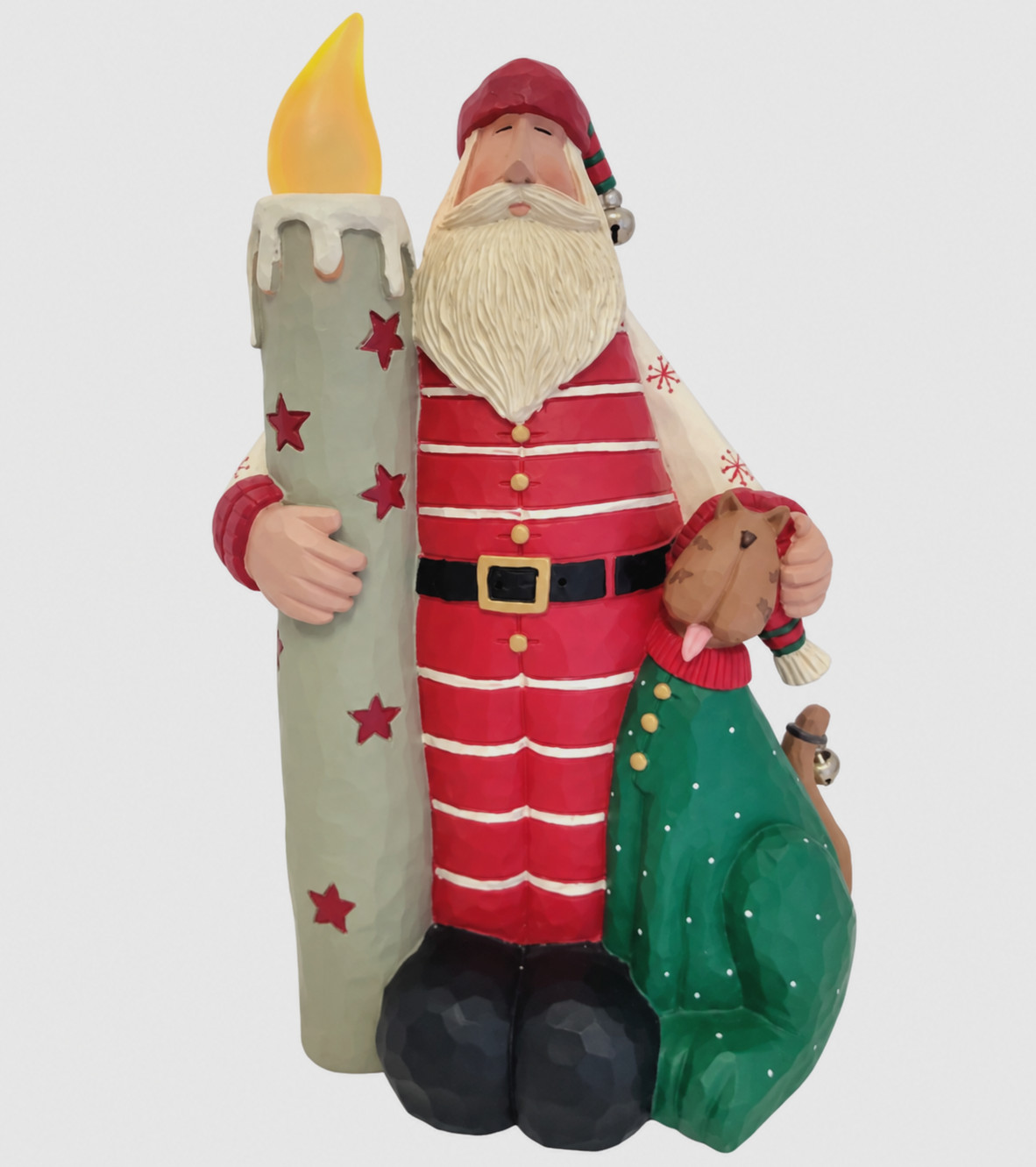 Rare Williraye Studio Santa Cat Lighted Candle Night Time Friends 9.5\