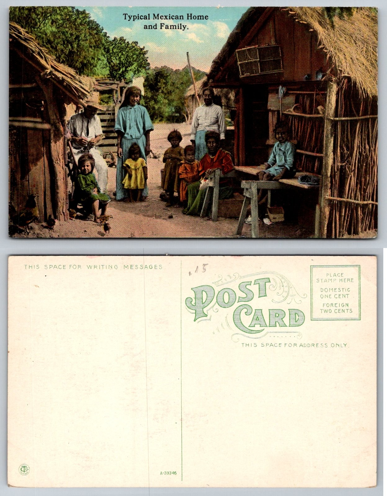 Typical Mexican Home Family Mexico Postcard