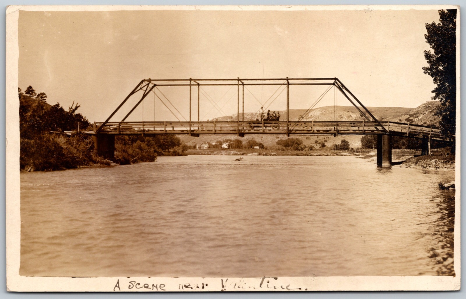 c1911 RPPC Classic Car On Bridge Near Valentine NE Rare ANTIQUE Postcard