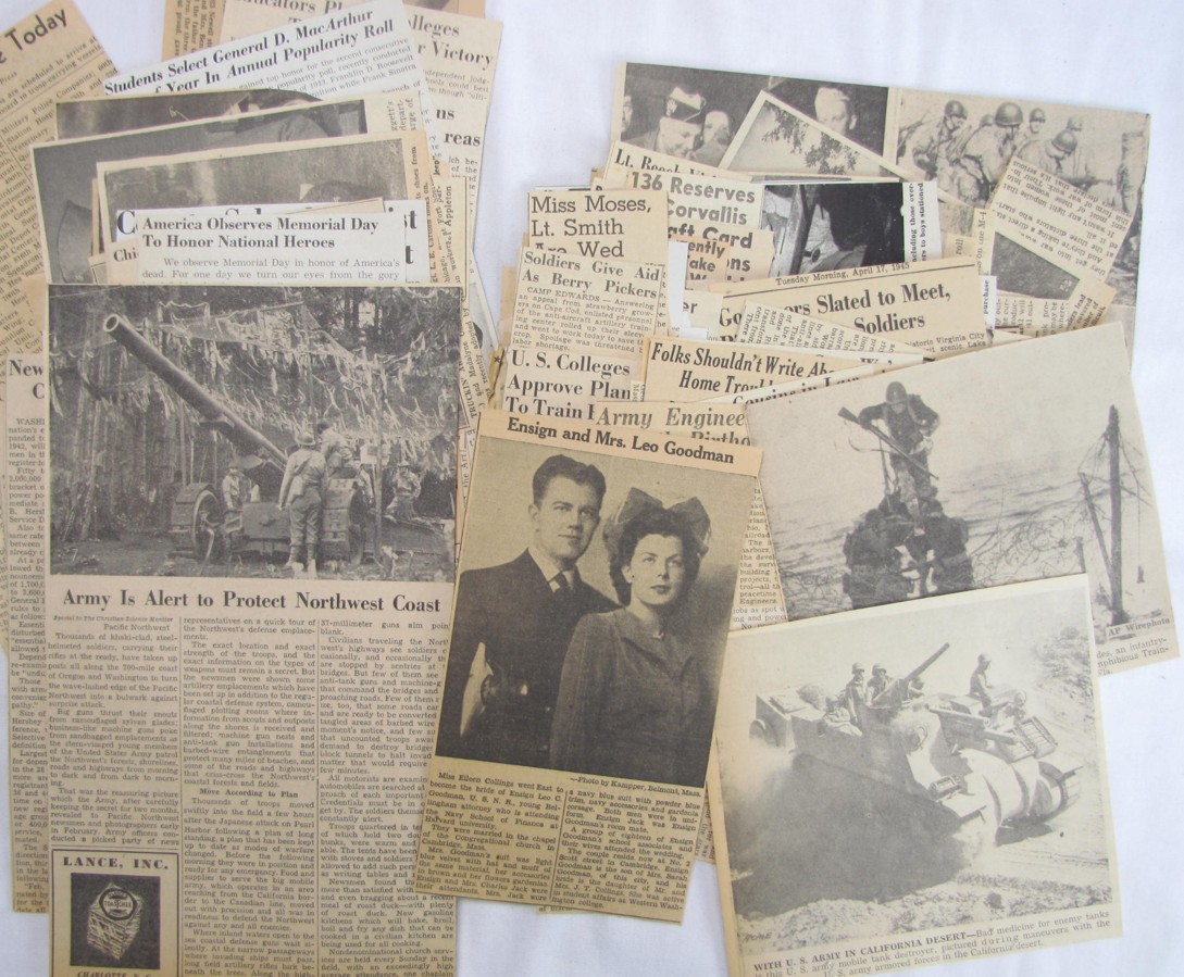 Vintage 1942-45 US Homefront Civil Defense Newspaper Clippings Lot