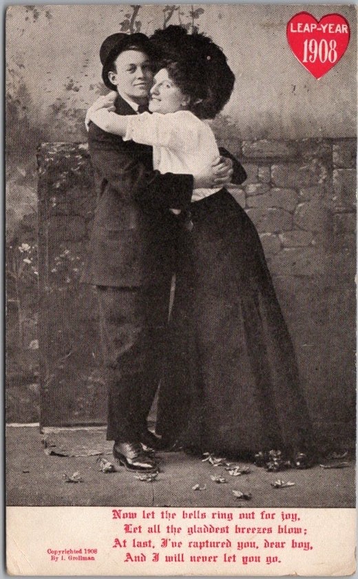 1908 LEAP YEAR Greetings Postcard \