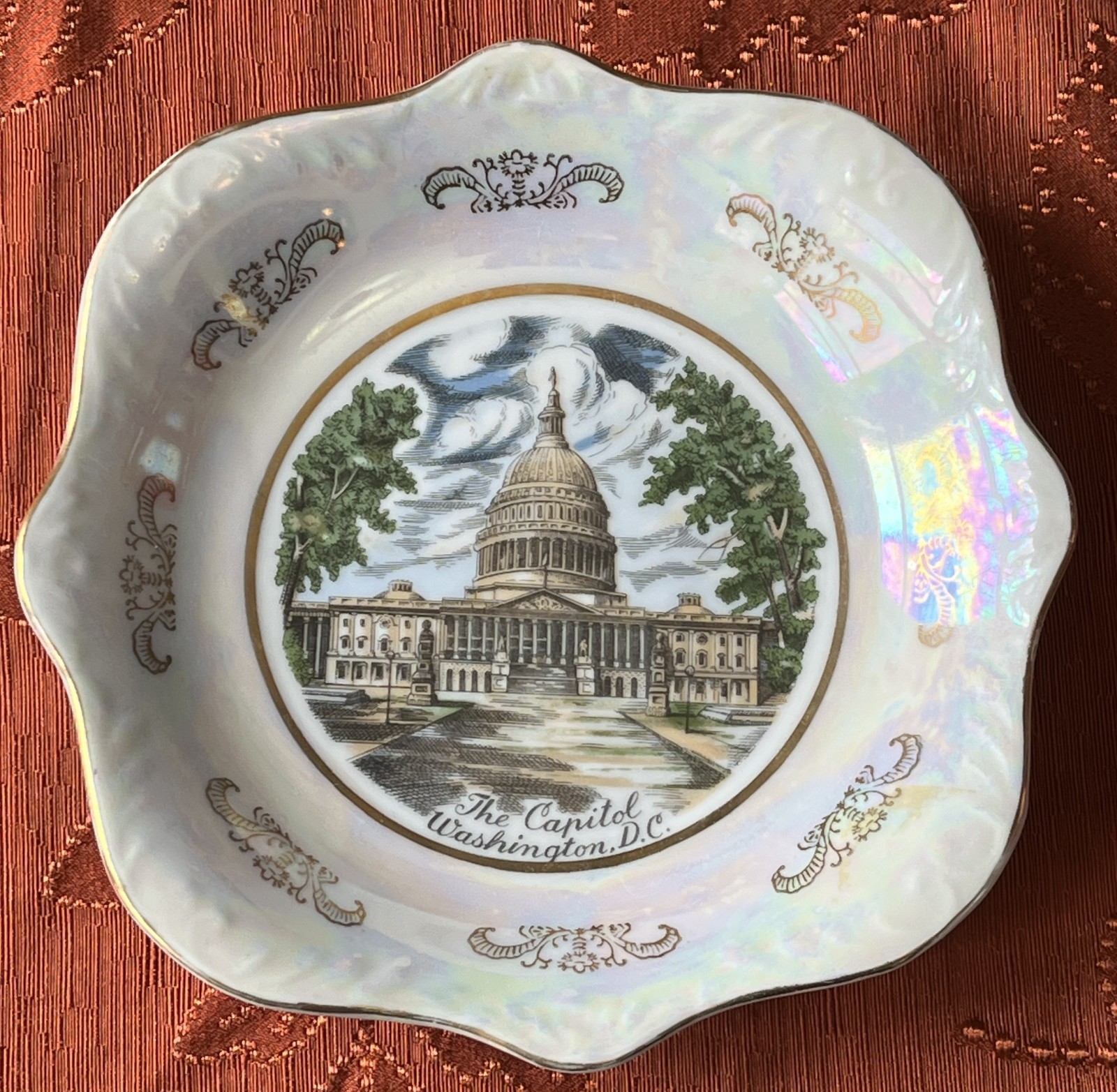 Vintage The Capitol Washington D.C. Souvenir Decorative Lustre Plate Bowl Japan
