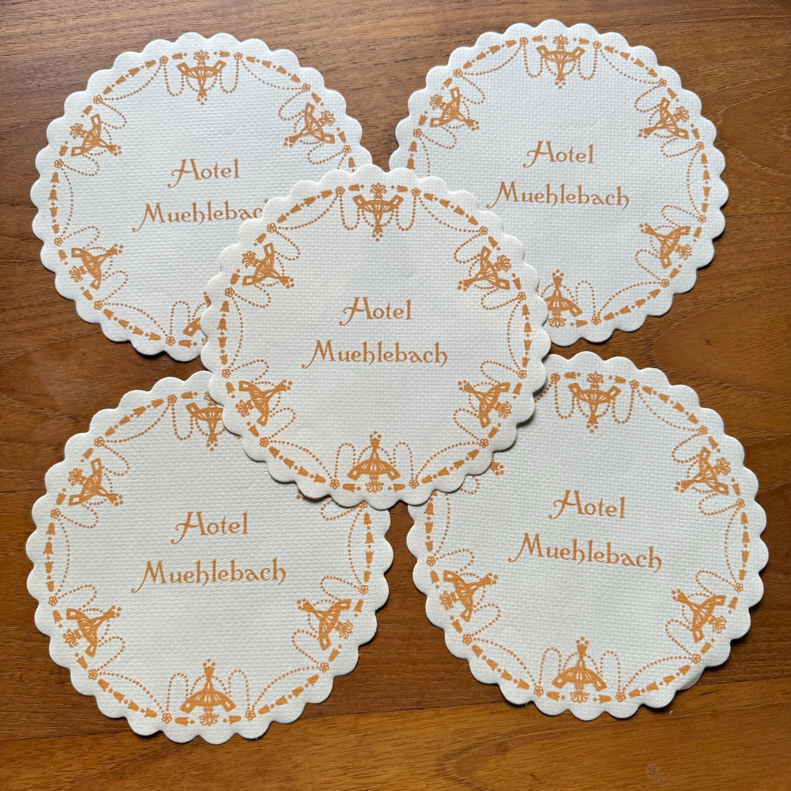 Lot Of 5 Vintage Hotel Muehlebach Advertising Paper Coasters Kansas City