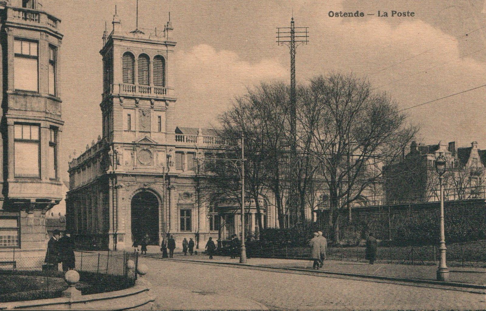 VINTAGE SEPIA Belgium Ostende La Poste POSTCARD - UNUSED