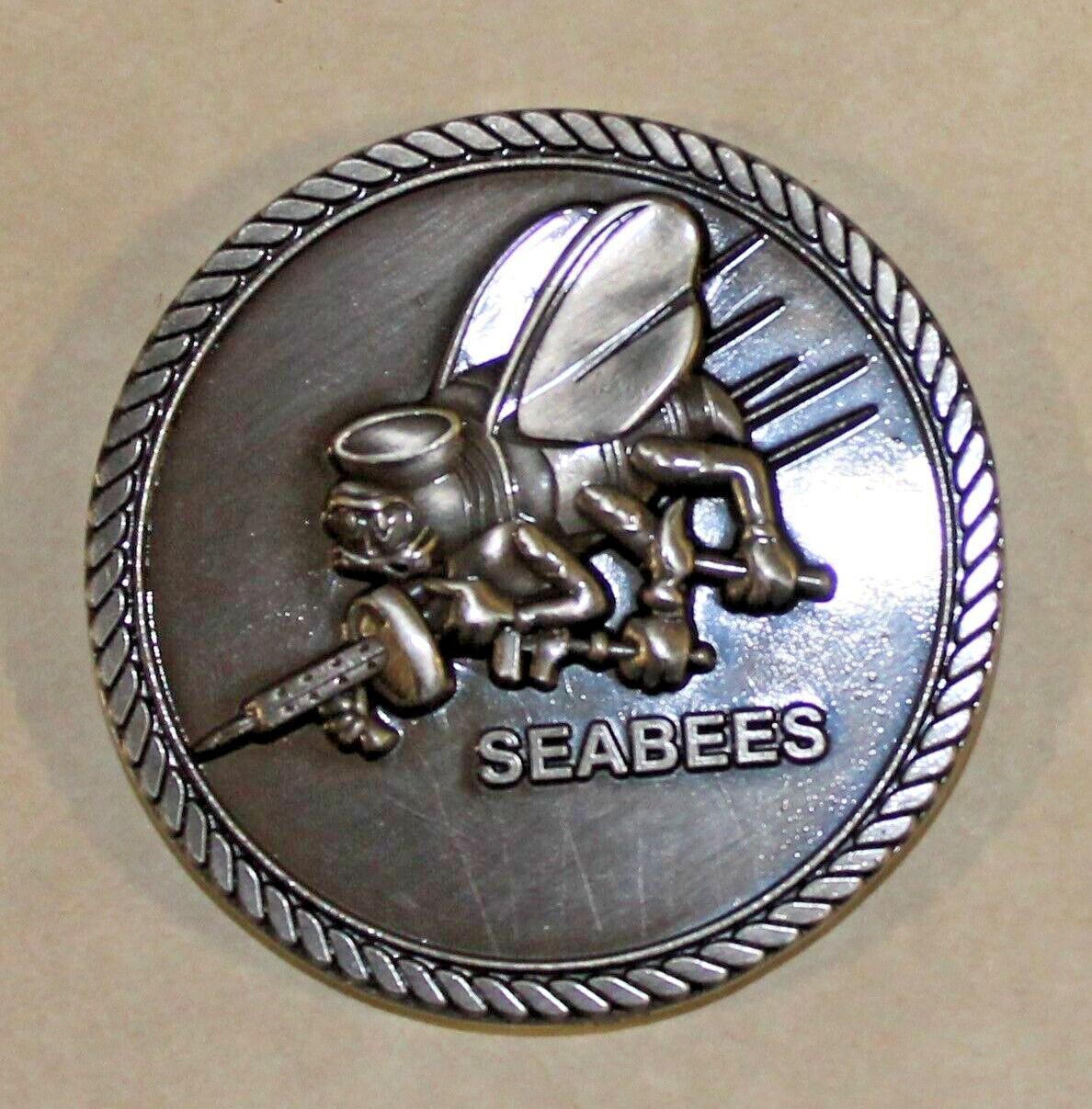 Seabee Construction Battalion Rates CB Antique Silver Finish Navy Challenge Coin Seabee Construction Battalion Rates CB Antique Silver Finish Navy Challenge Coin