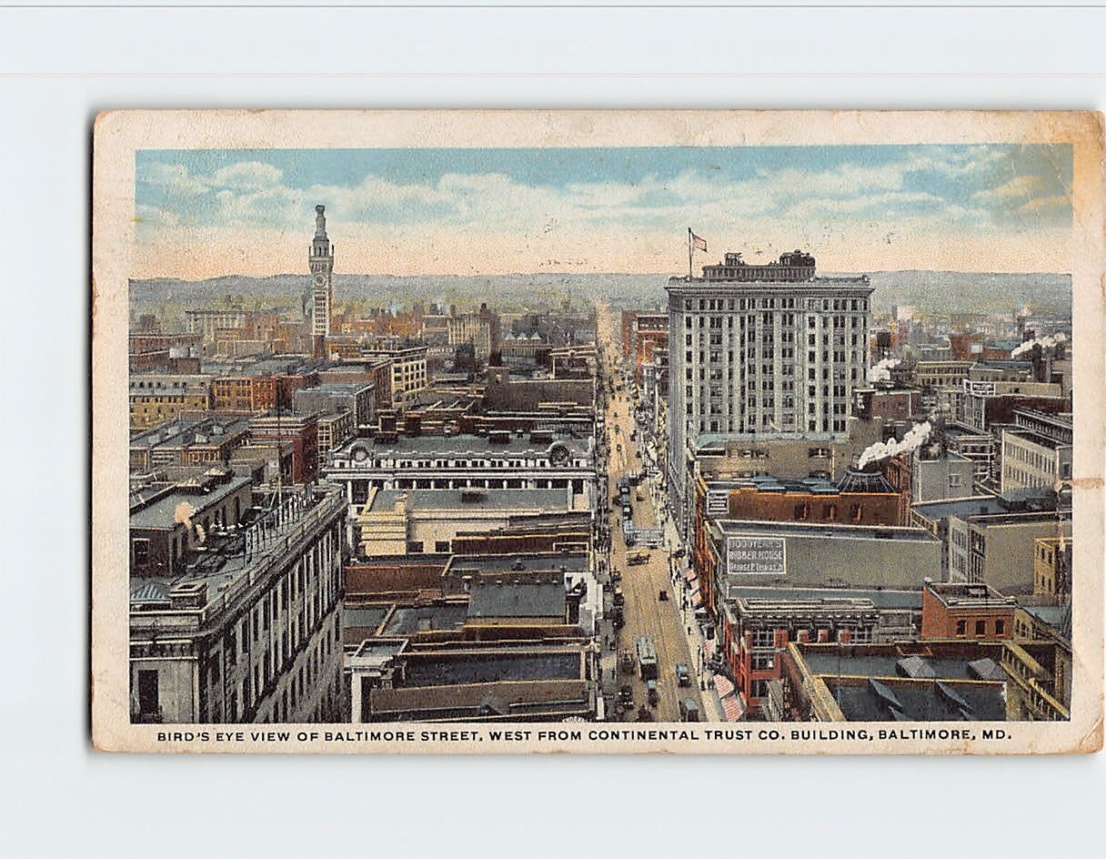 Postcard Birds Eye View Of Baltimore Street West Baltimore Maryland USA