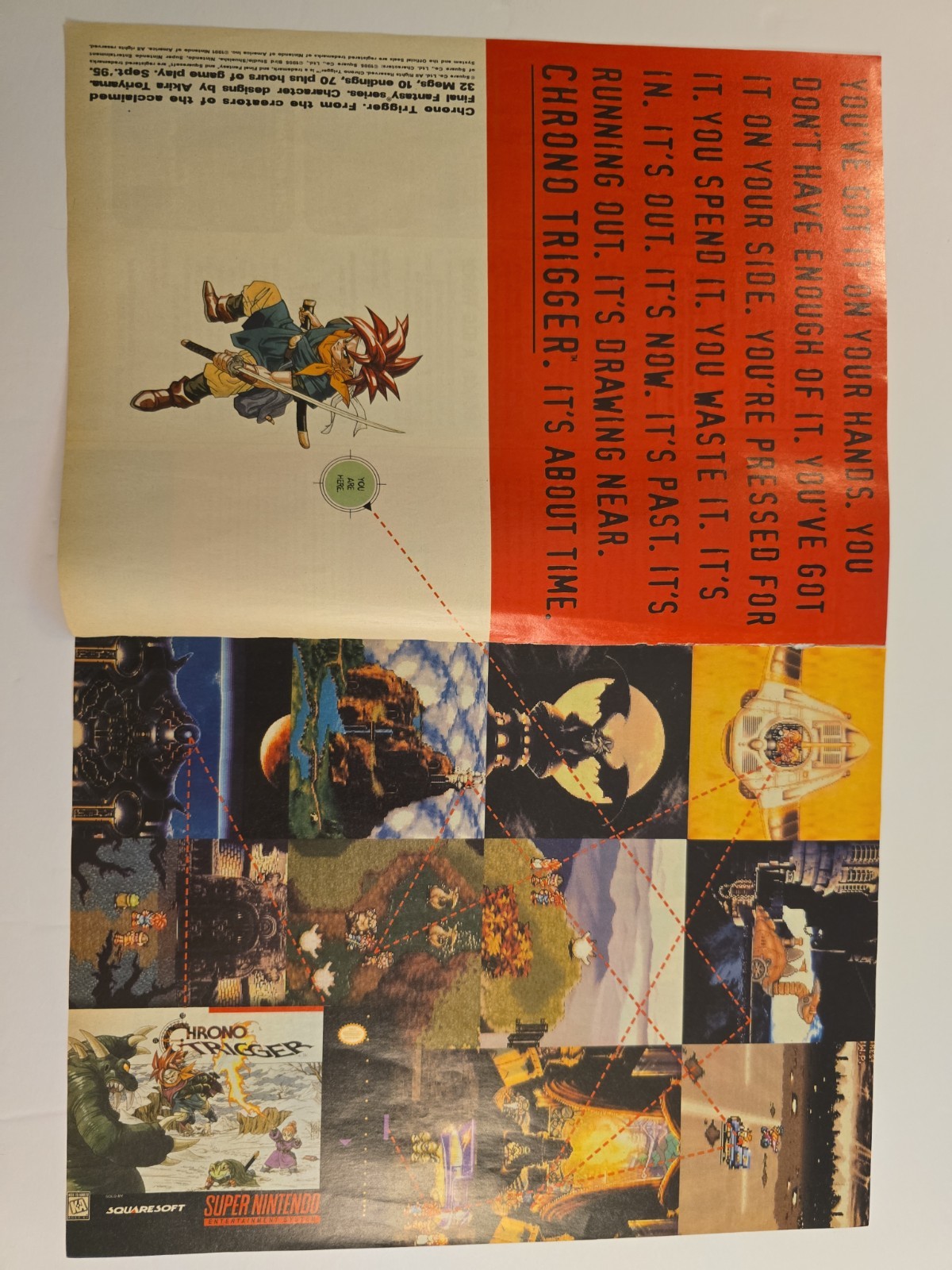 VINTAGE 1995 CHRONO TRIGGER DOUBLE-PAGE PRINT AD -Rare Original SquareSoft SNES 
