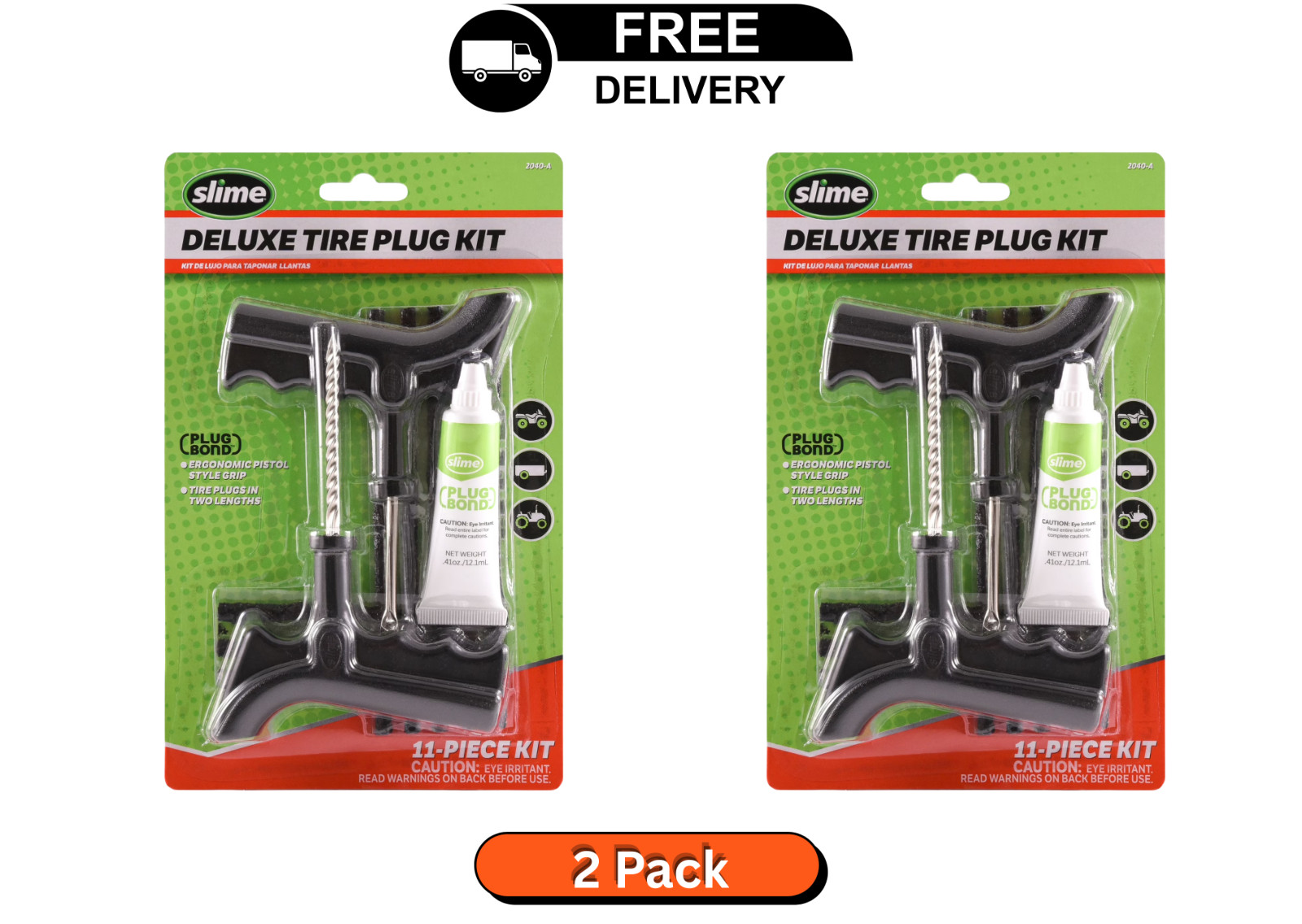 2-Pack Slime 11-Piece Deluxe Tire Plug Kit with Plug Bond 2040-a - 2-Pack Slime 11-Piece Deluxe Tire Plug Kit with Plug Bond 2040-a -