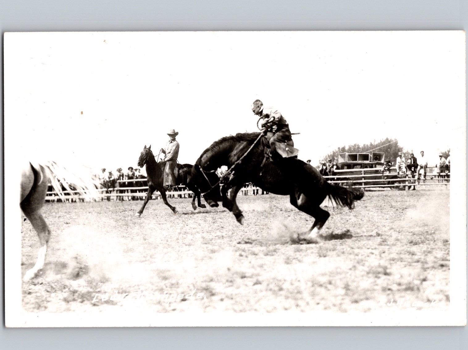 c1935 Cody Stampede Wyoming WY Rodeo Cowboy FJ Hiscock RPPC Real Photo