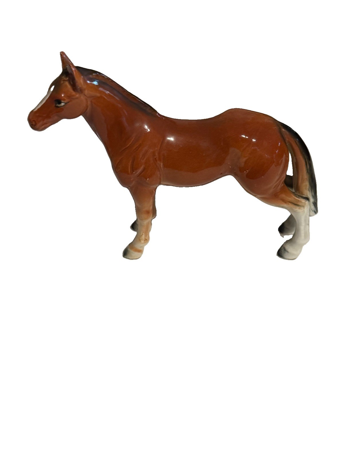 Vintage Ceramic Dark Bay Horse Figurine Wales Made In Japan