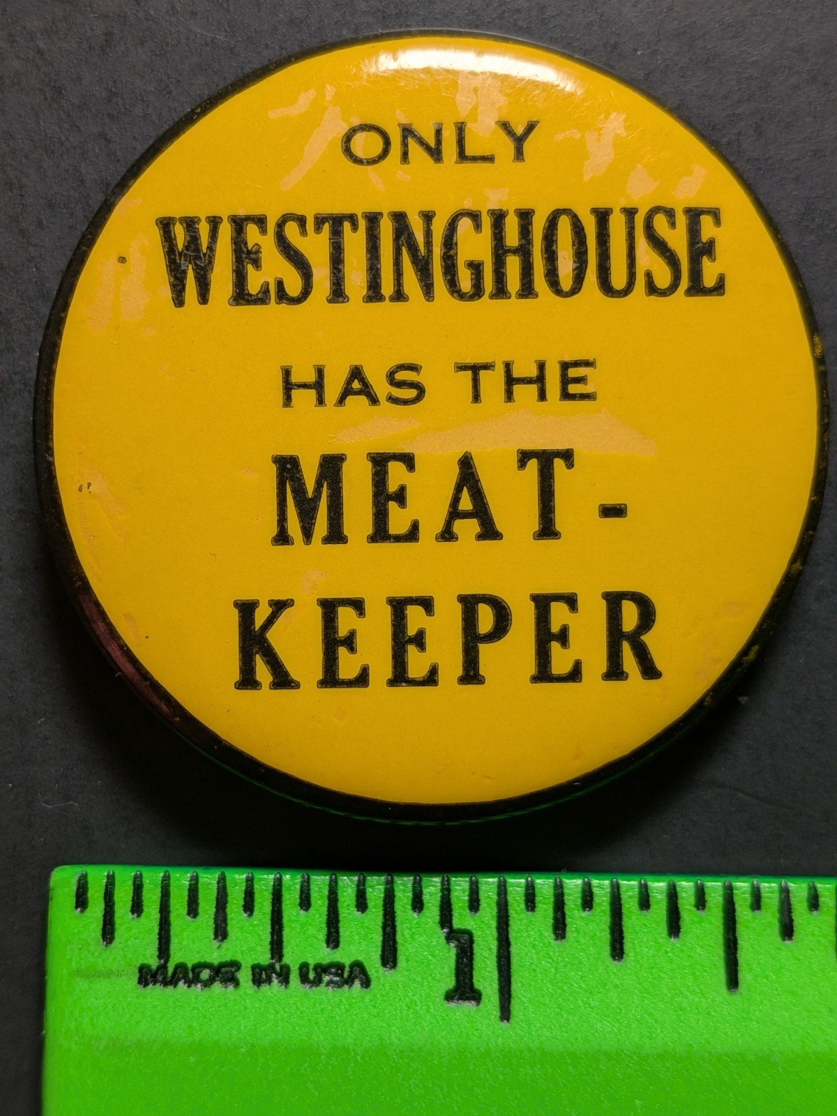 Vintage 1938 Westinghouse Meat Keeper Fridge Freezer Pinback Pin Vintage 1938 Westinghouse Meat Keeper Fridge Freezer Pinback Pin