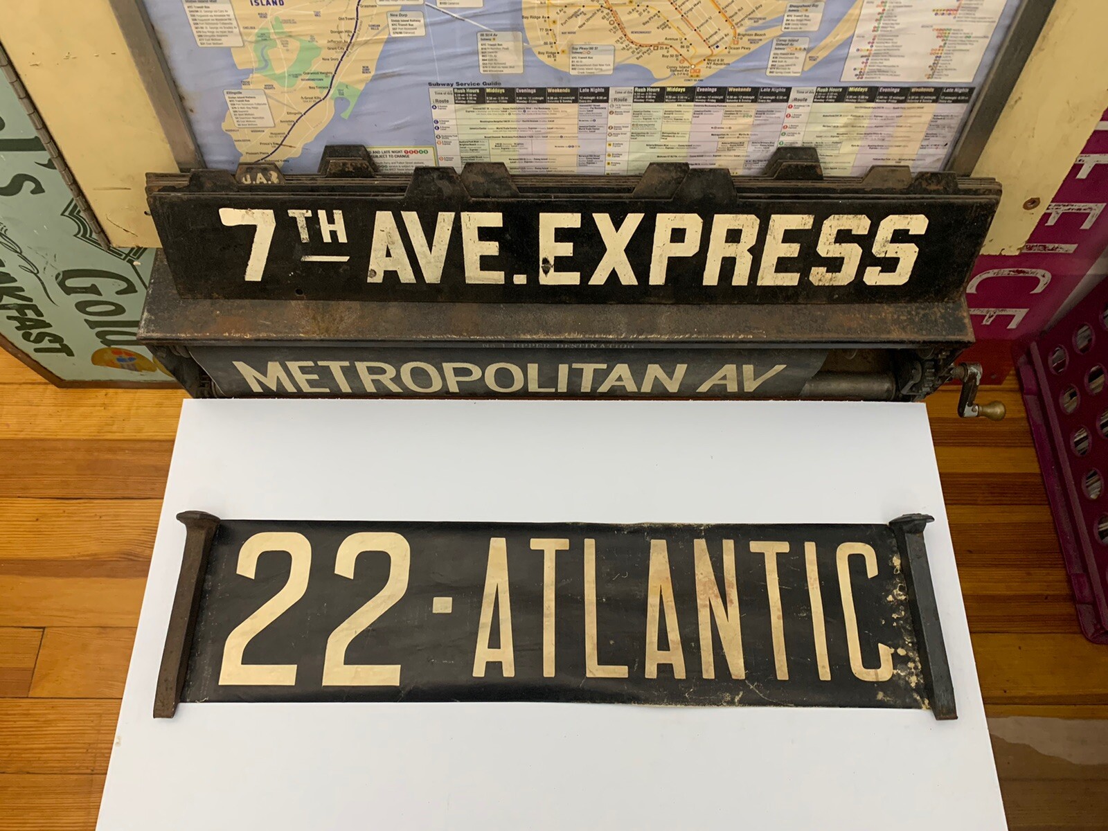 NYC BUS ROLL SIGN BROOKLYN ATLANTIC AVENUE EAST RIVER BEDFORD STUYVESANT GREENE