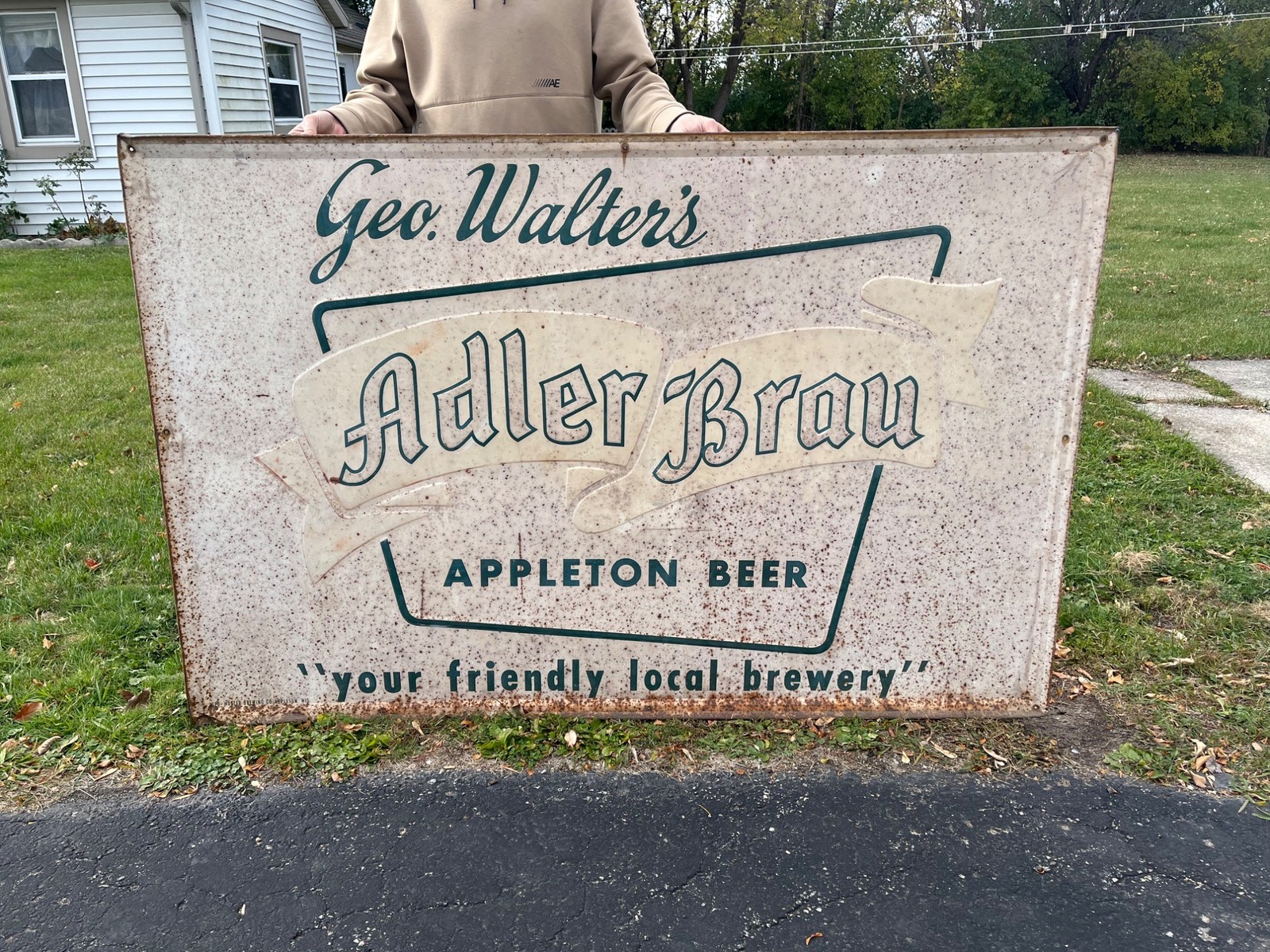 Vintage Geo. Walter's Brewing Adler Brau Beer Large Advertising Sign Appleton WI