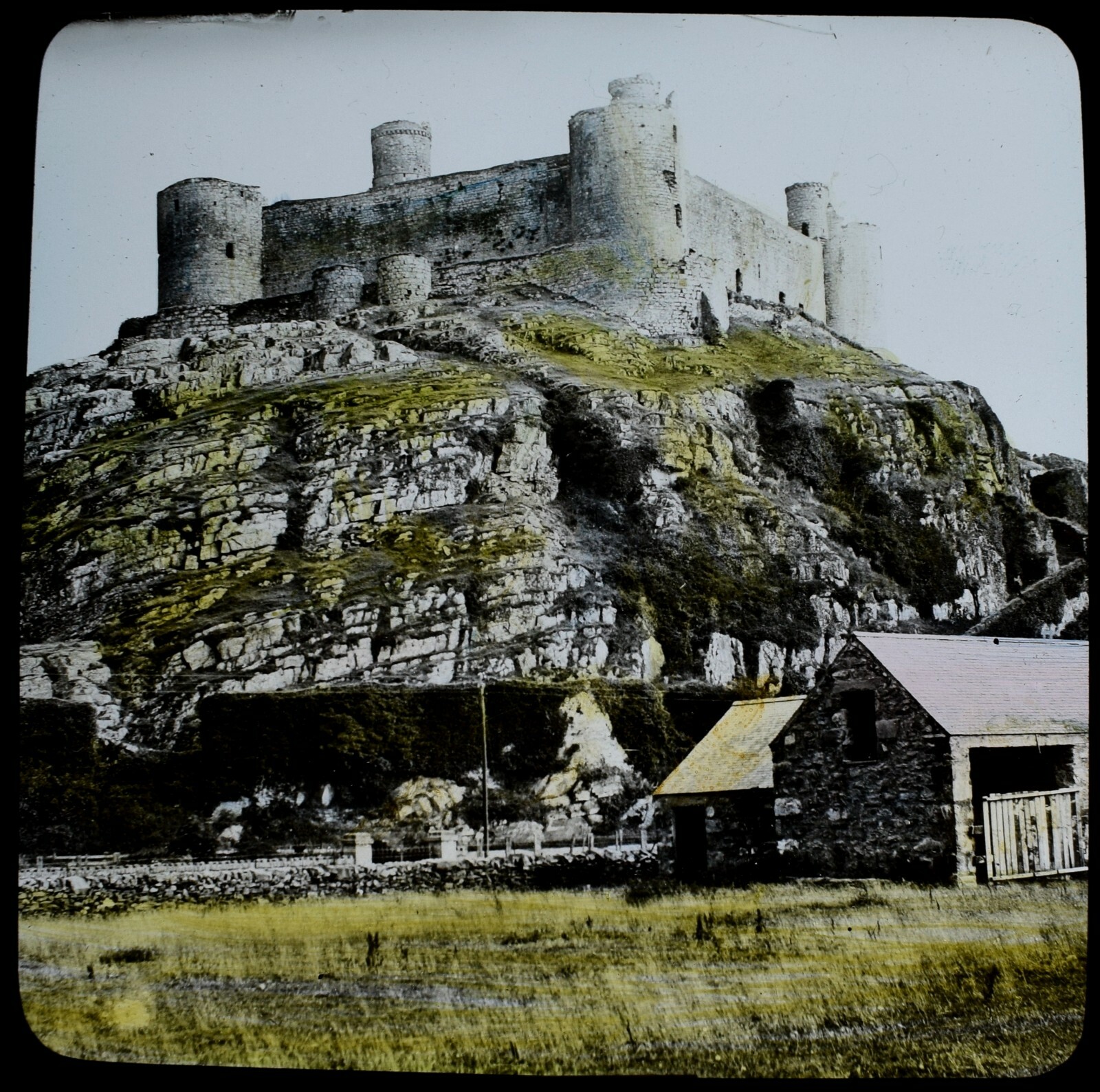 ANTIQUE Magic Lantern Slide IMPOSING VIEW OF HARLECH CASTLE C1900 PHOTO WALES ANTIQUE Magic Lantern Slide IMPOSING VIEW OF HARLECH CASTLE C1900 PHOTO WALES