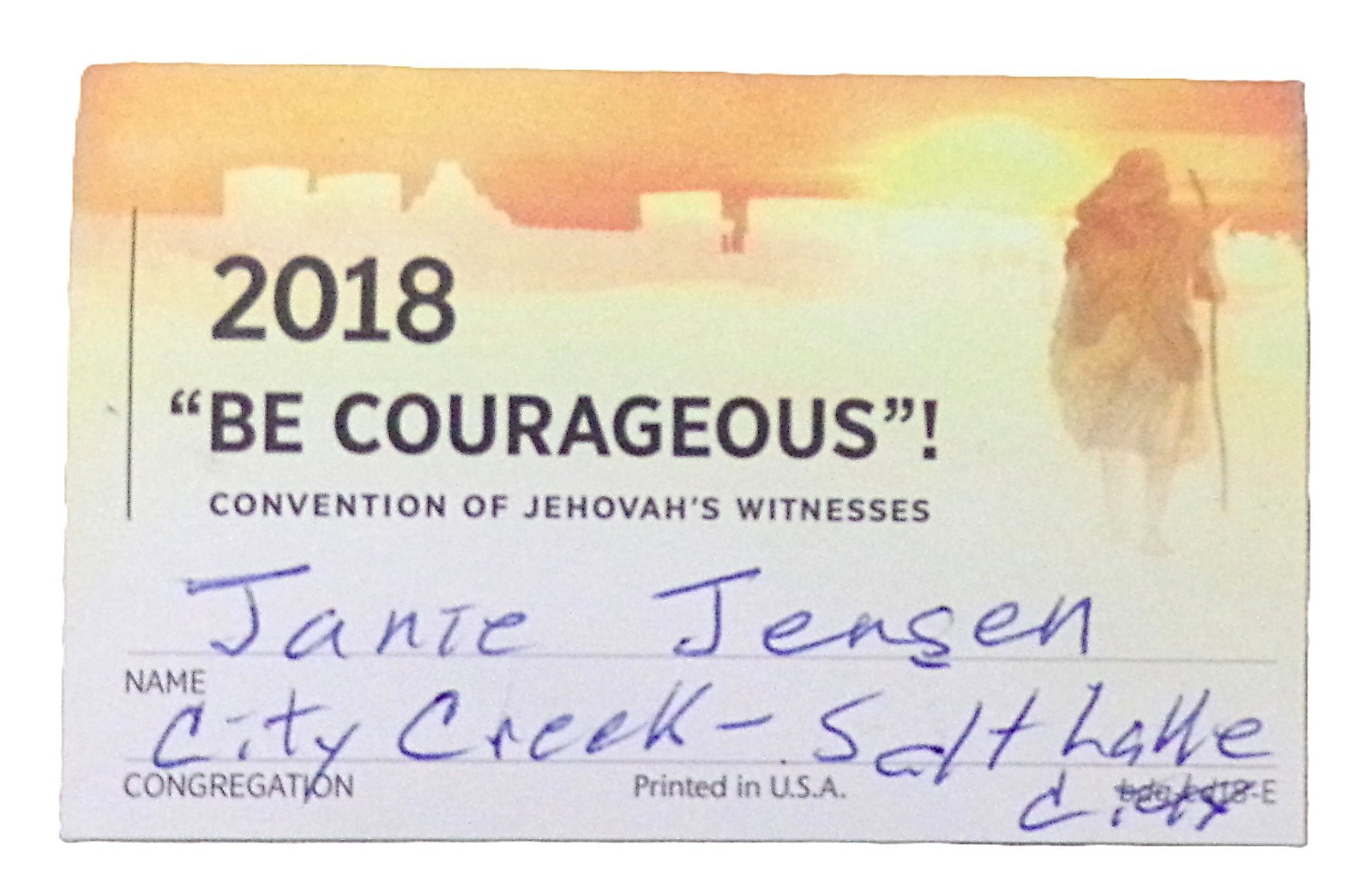 Lapel/Identification Card for the 2018 Convention of Jehovah\'s Witnesses
