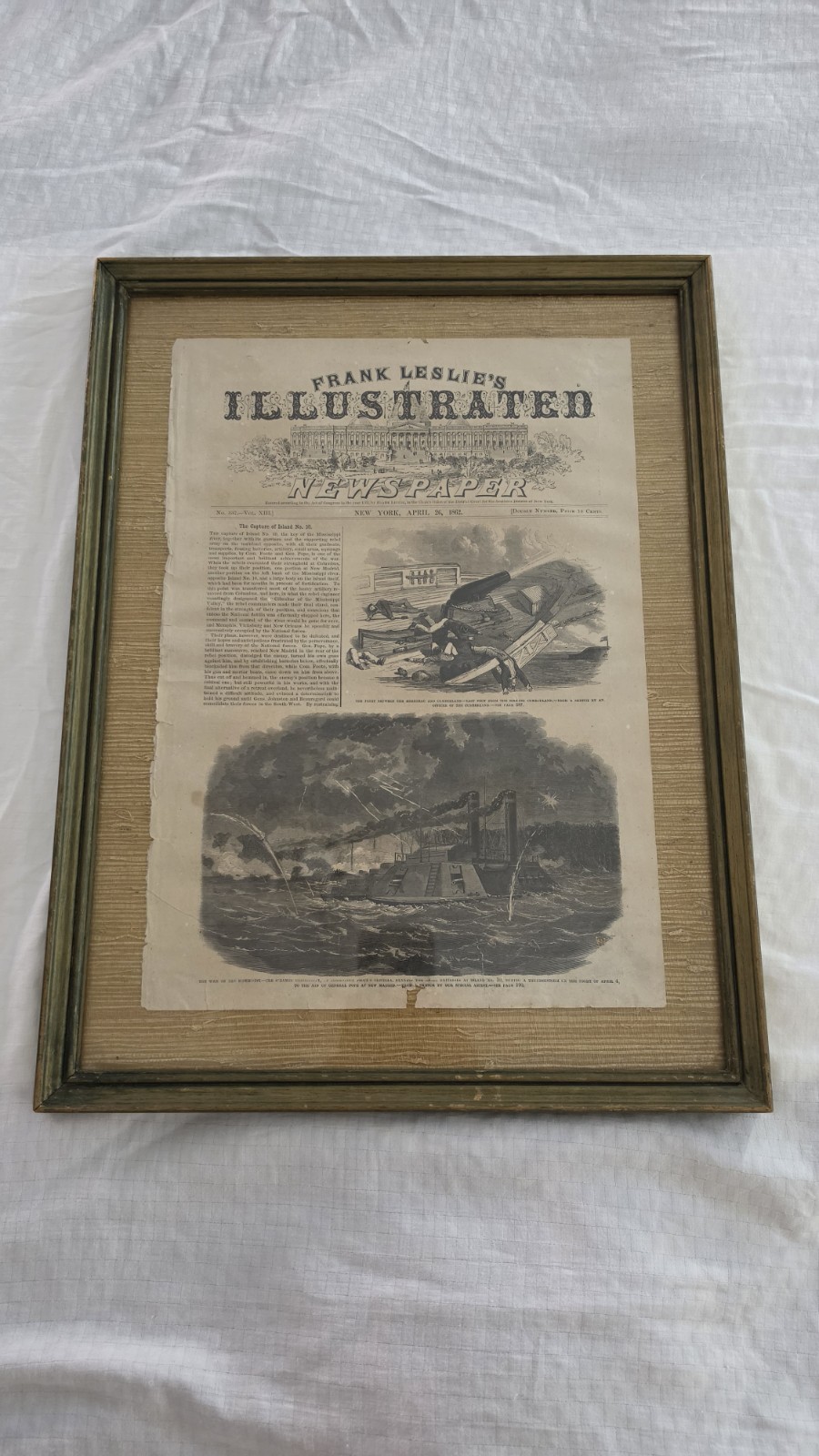 📰⚓ 1862 Frank Leslie\'s Newspaper Civil War USS Merrimack Framed 15x20 🇺🇸
