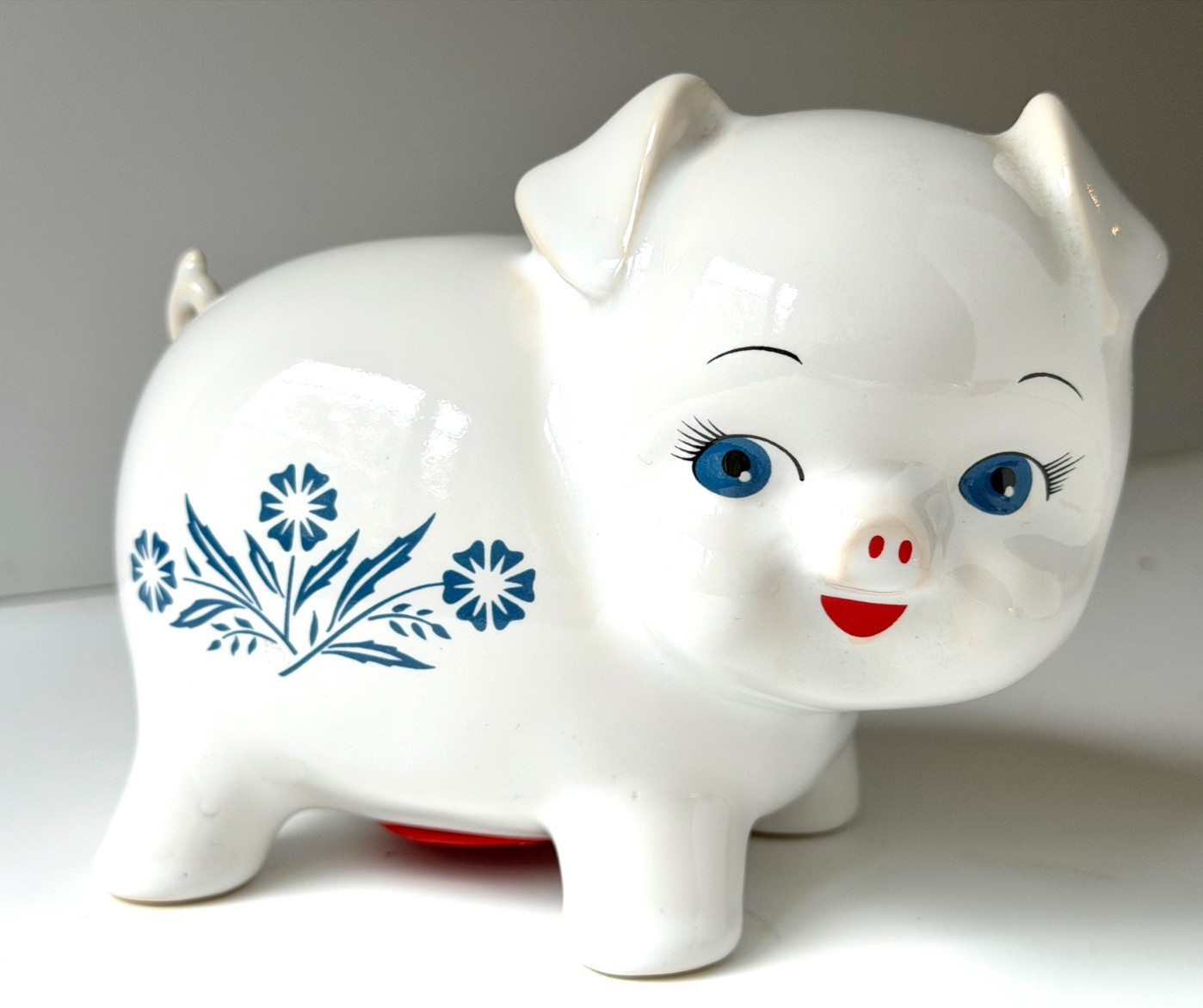 Vintage Corning Ware Blue Cornflower Ceramic Pig Piggy Bank Made in England Vintage Corning Ware Blue Cornflower Ceramic Pig Piggy Bank Made in England