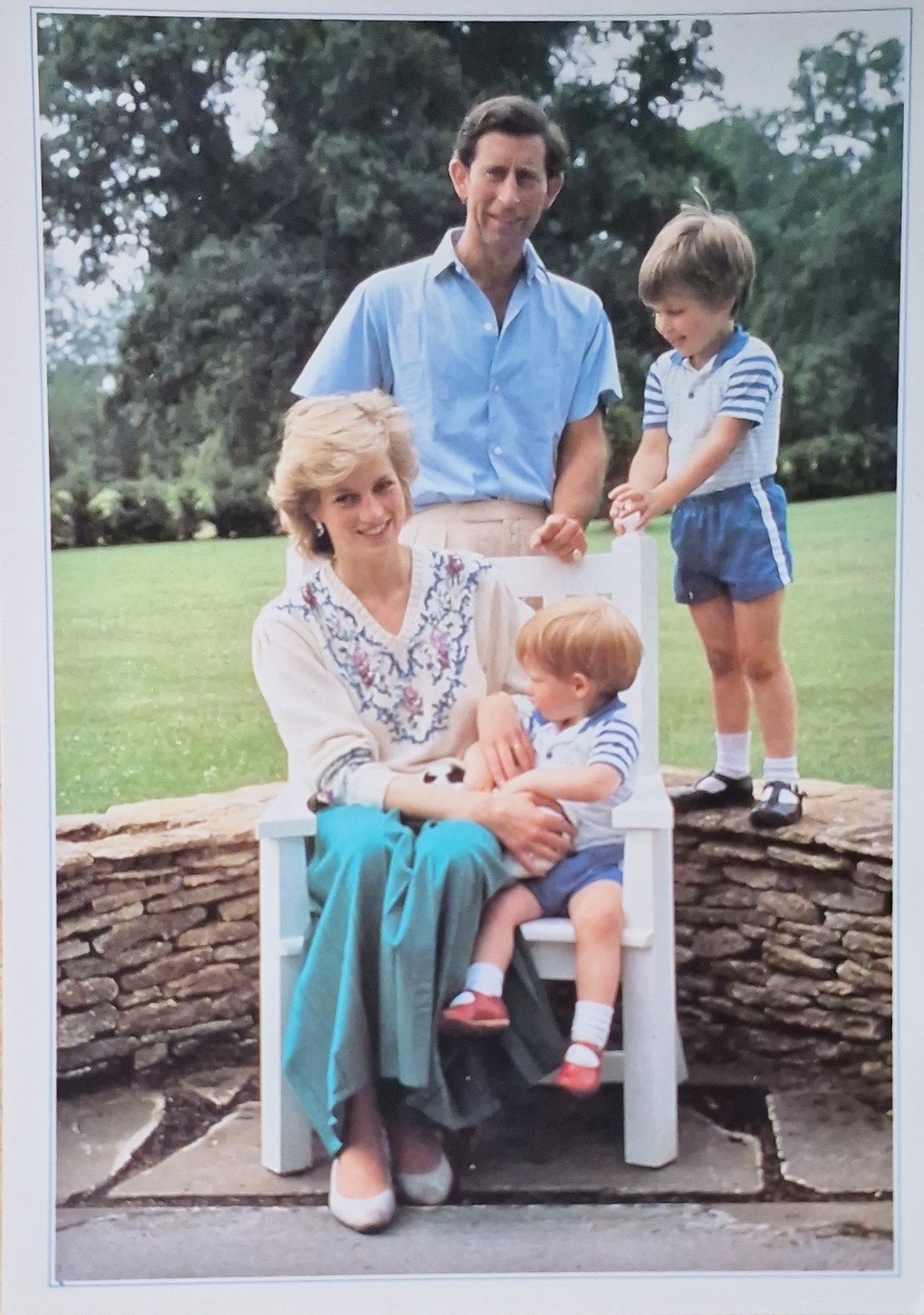 Oversized Postcard Prince Charles Princess Diana Prince William Prince Harry