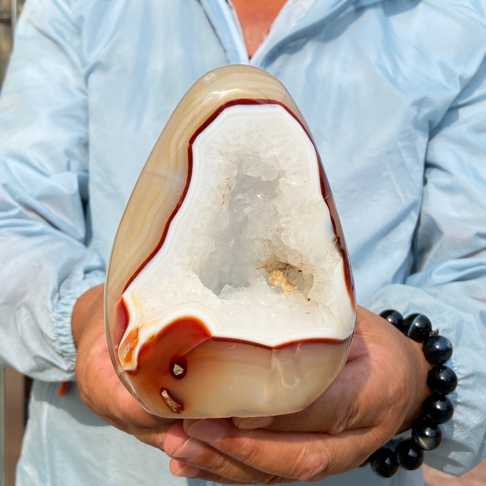 2.91LB Rare Natural Red Druzy Agate Geode Carnelian Crystal Mineral Specimen