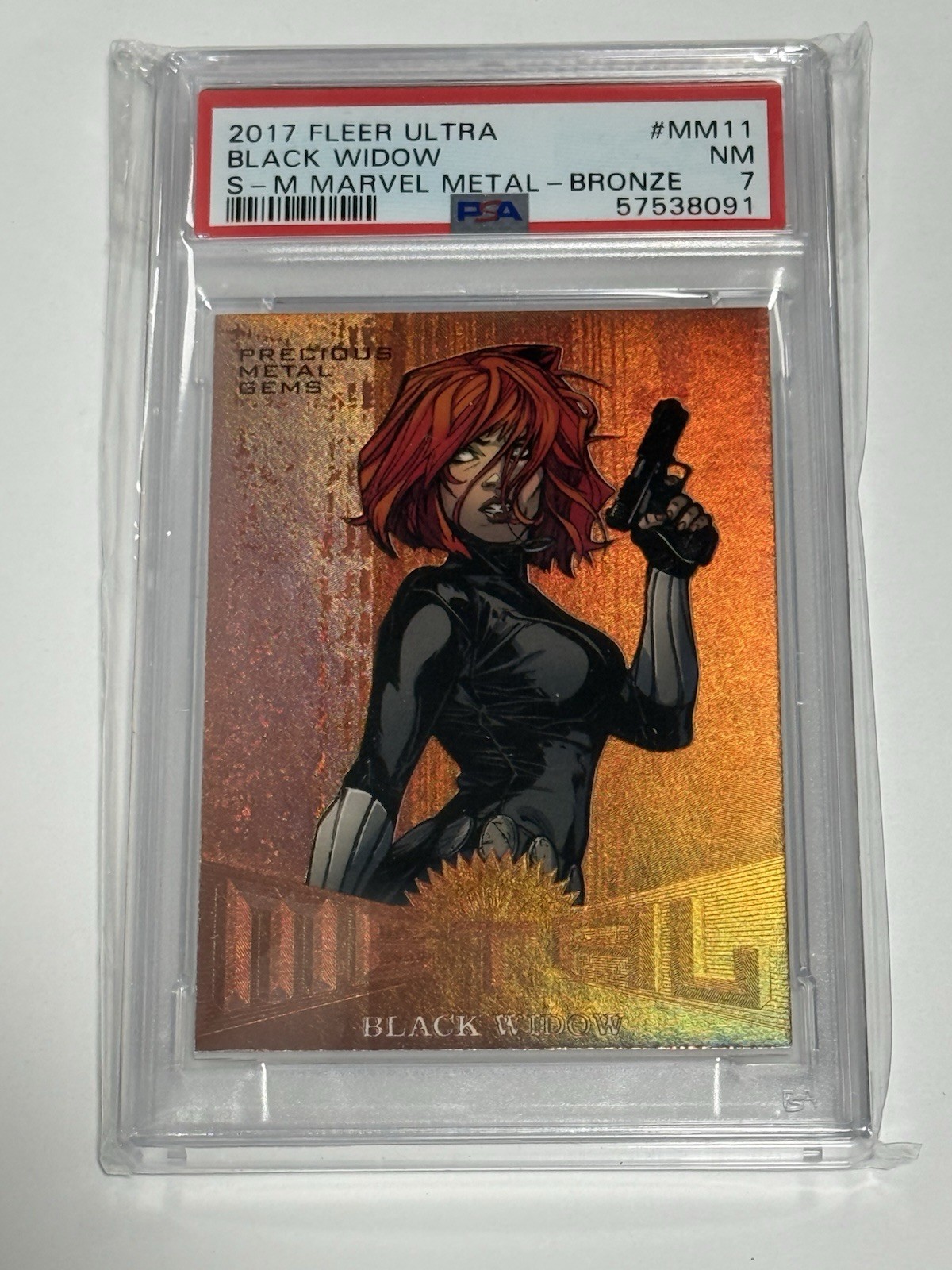 2017 Fleer Ultra Marvel Black Widow MM11 Precious Metal Gems PMG Bronze PSA 7