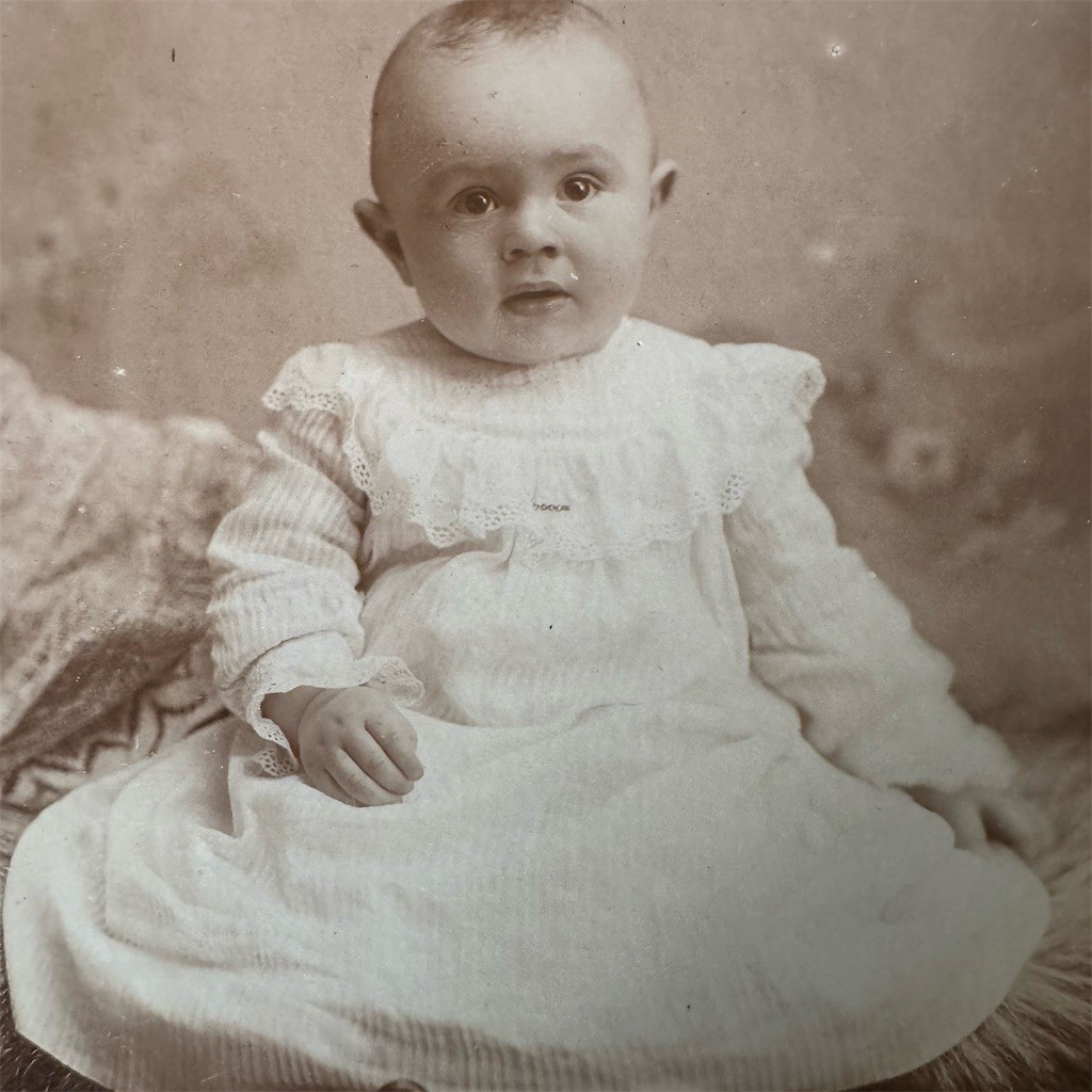 Antique Cabinet Card Photo Baby Victorian Studio Portrait Sepia Yorksville IL