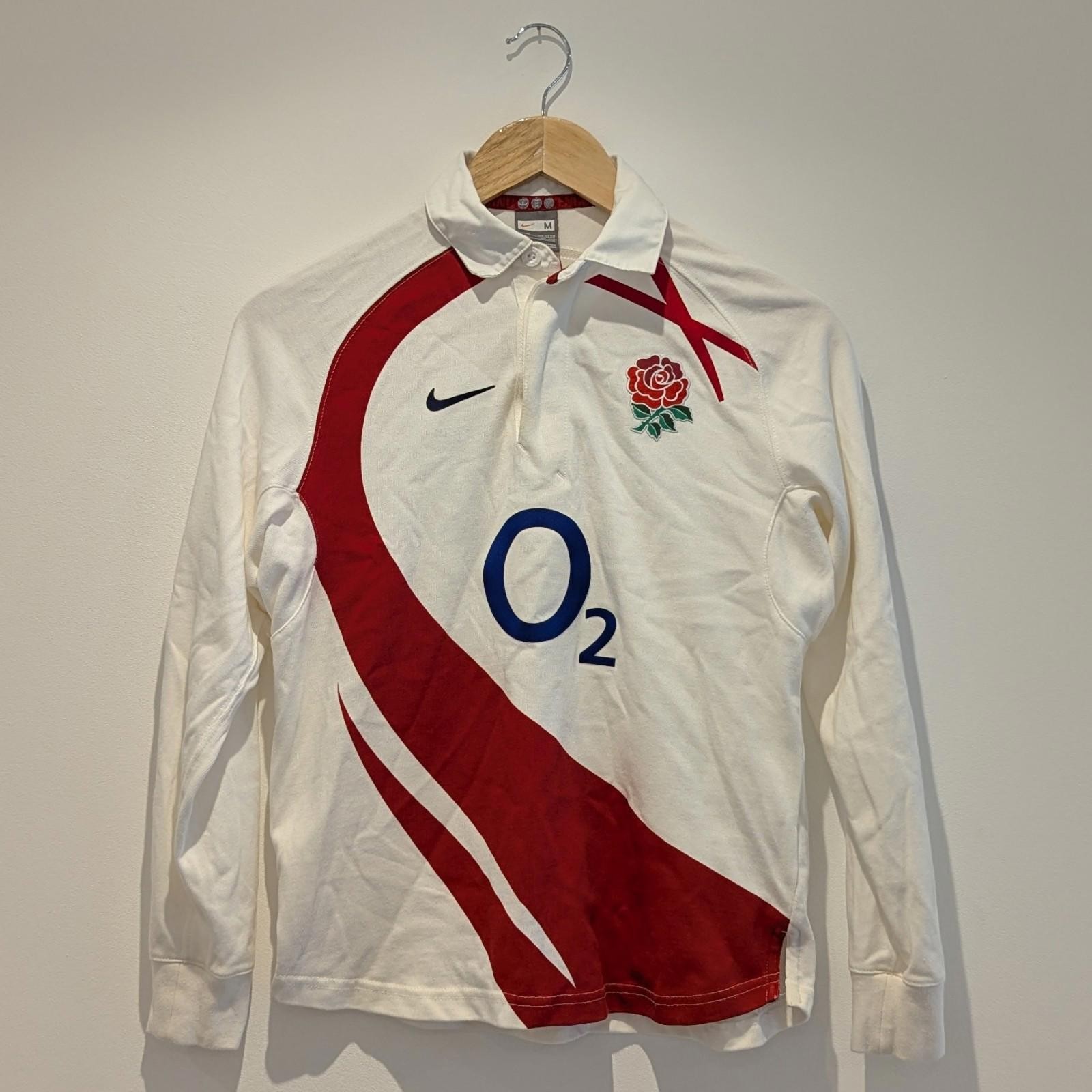 Vintage Kids England Rugby Nike Longsleeve Shirt 07/08 Size 10-12 BNWOT