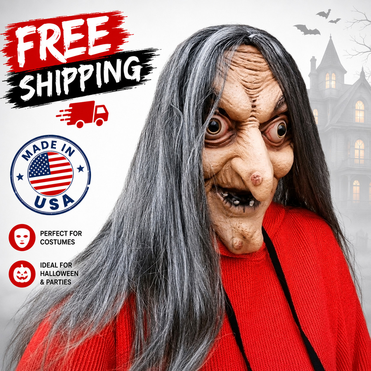 Halloween Old Witch Mask Scary Latex Full Head Mask