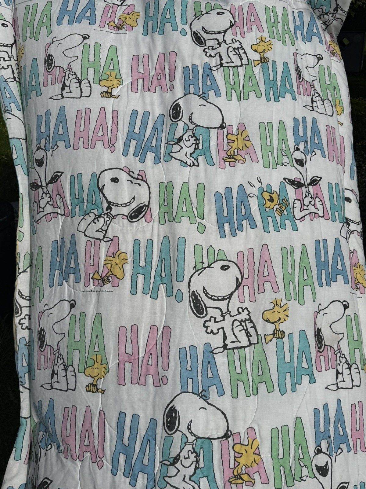 Vintage Cannon Peanuts Snoopy comforter Blanket Twin 86”x62”double sided Ha ha