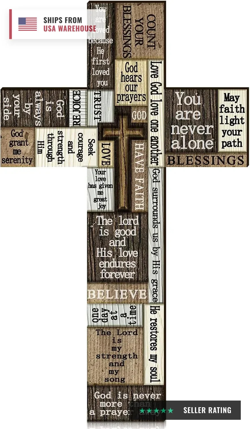 Wooden Cross Wall Decor 14 Inch Christians Wall Art Sign Religious Faith Easter