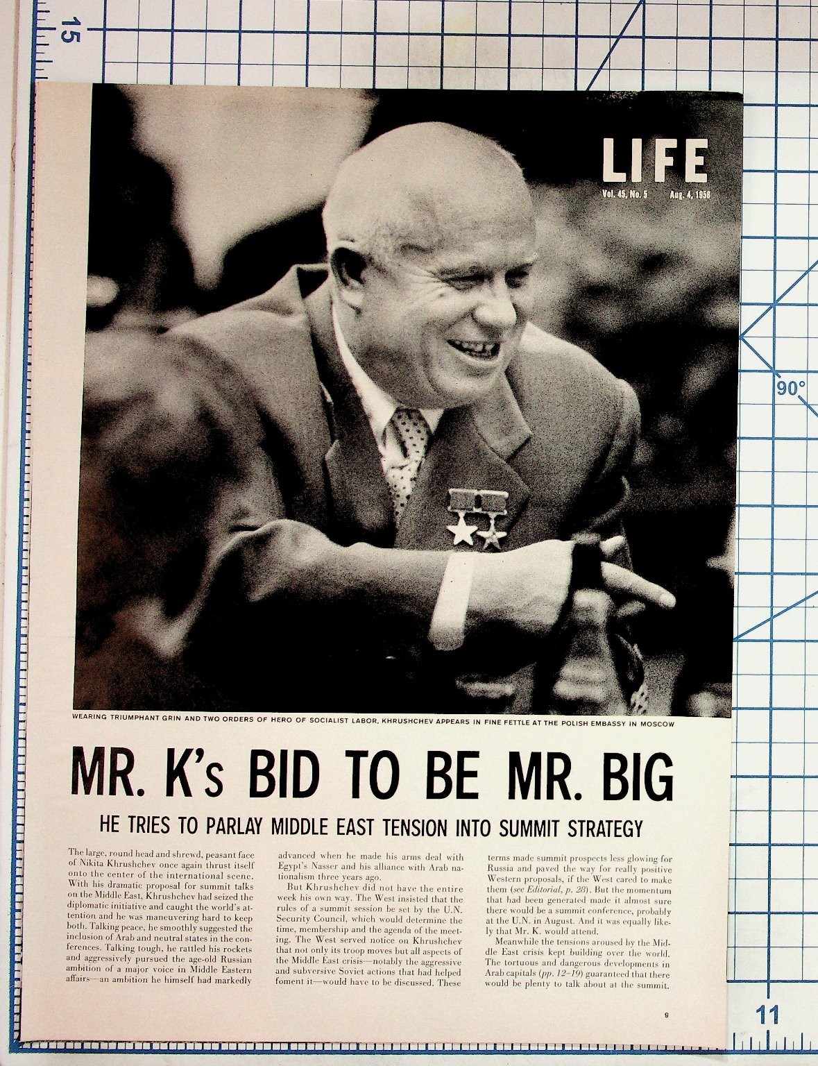 LIFE Magazine August 4, 1958 Khrushchev Middle East Crisis Cold War News