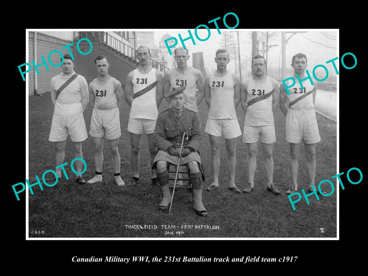 OLD 8x6 HISTORIC PHOTO OF CANADIAN WWI MILITARY 231st BATTALION TEAM c1917