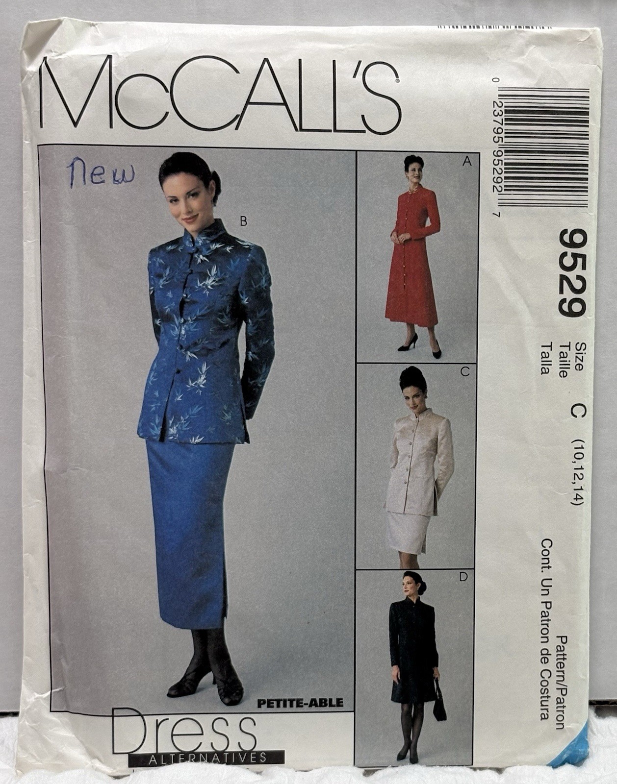 McCall’s 9529 Size 10-12-14 Lined Dress Or Lined Jacket And Skirt UNCUT PREOWNED