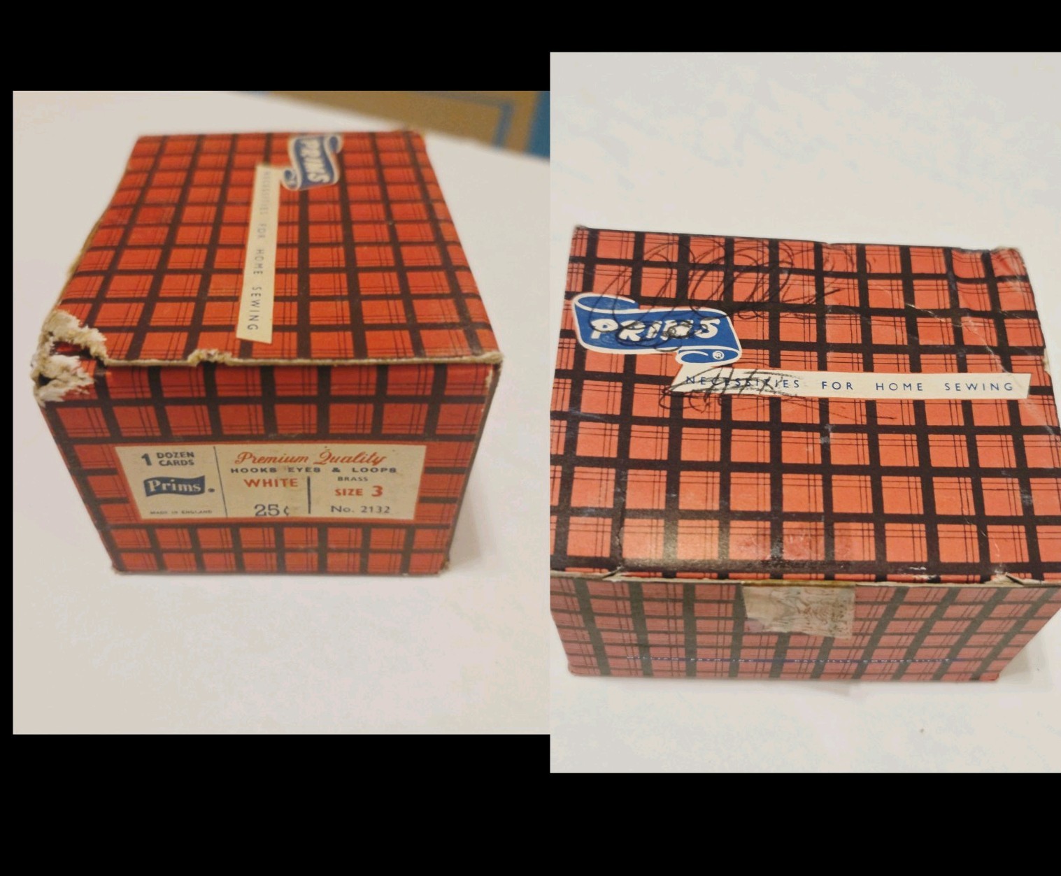 Vintage Prims Sewing Notion Lot 2 Boxes 23 Cards Hooks Eyes Loops Brass Size 3