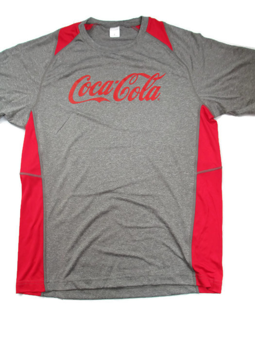 Coca-Cola Heather Gray and Red Sport Fabric Tee T-shirt X-Large XL