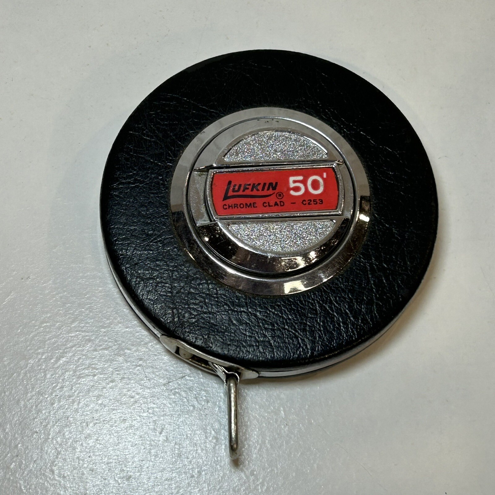 Vintage Lufkin Steel Tape Measure 50 Foot Leather Casing H433 USA