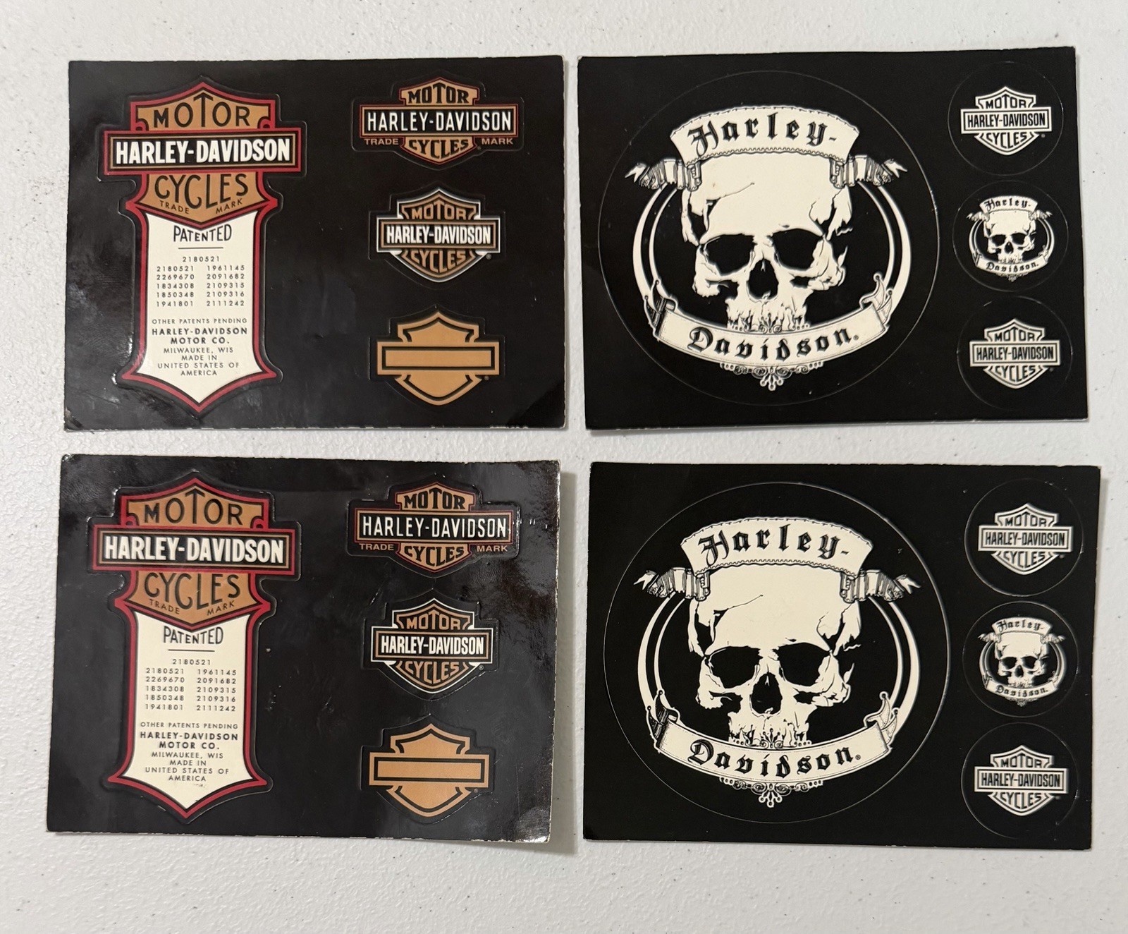 Harley-Davidson Postcard Lot of 4 Skull Patent Bar & Shield 2008 H-D USA