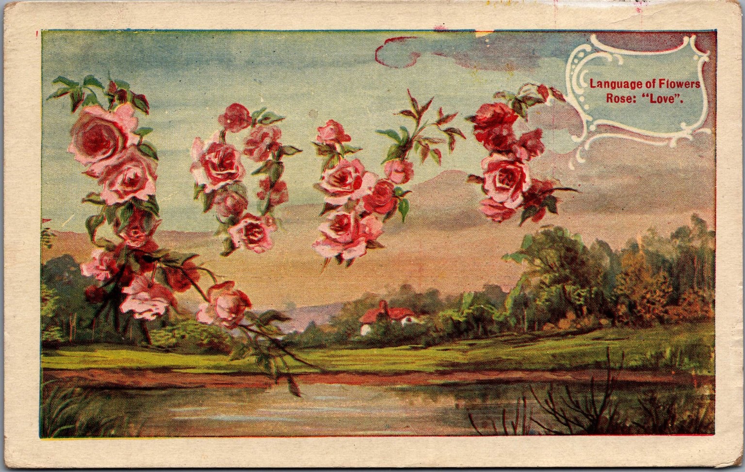 1908 Language of Flowers Rose Love Postcard Rockton WI to Topeka KS Antique 1908 Language of Flowers Rose Love Postcard Rockton WI to Topeka KS Antique