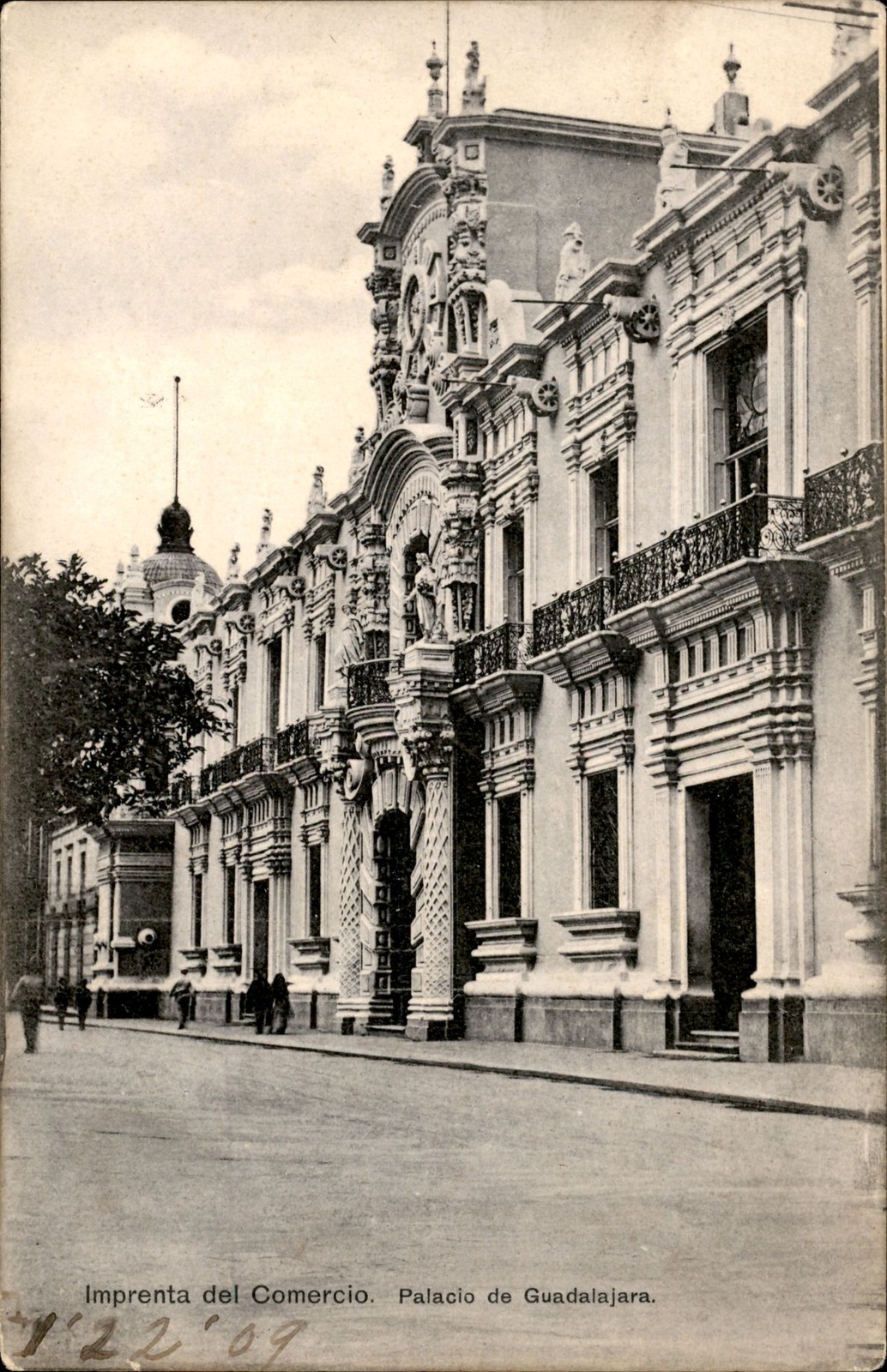 1909 Guadalajara Mexico Palacio de Gobierno Postcard Undivided Back Postmark